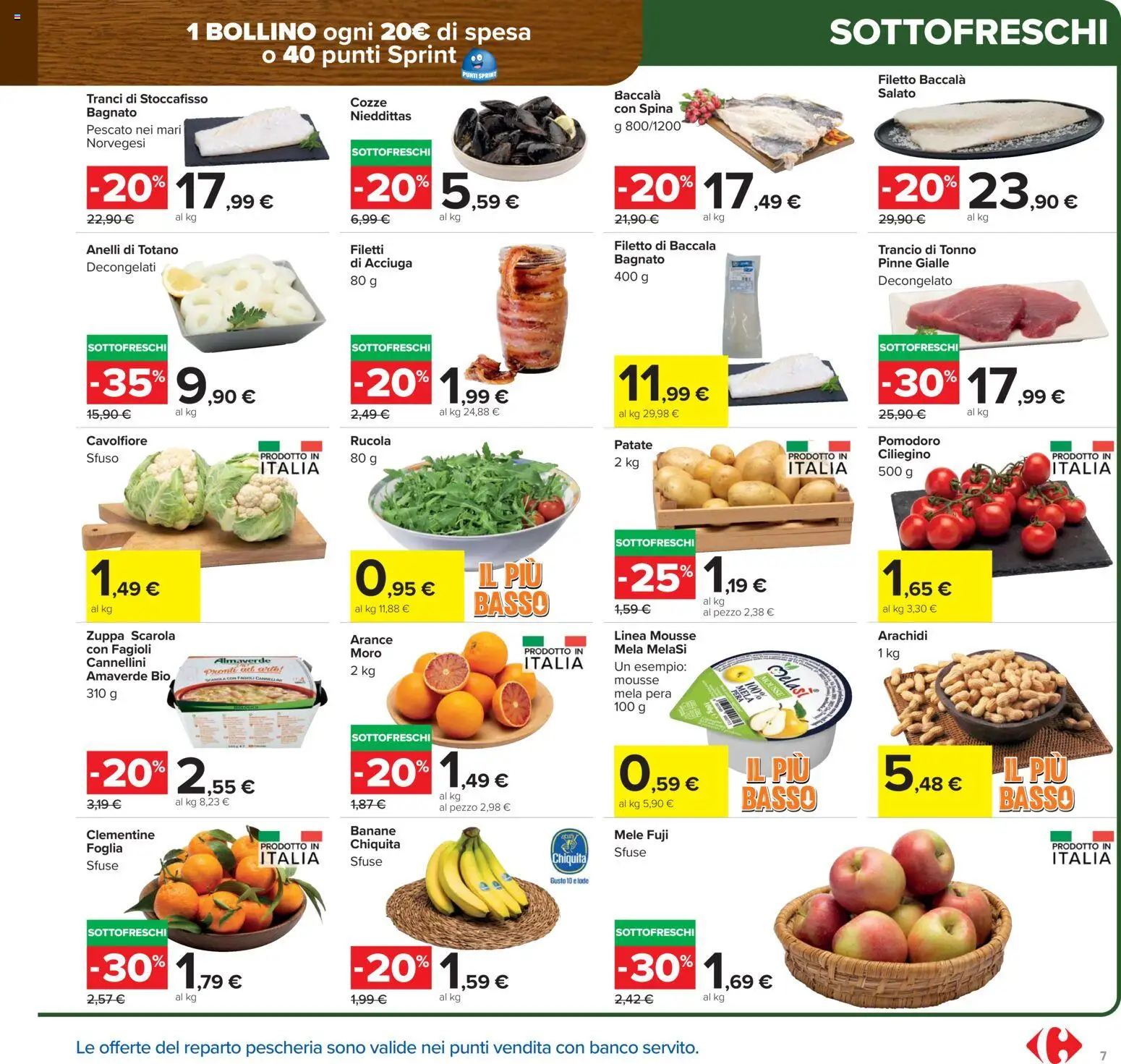 Volantino Carrefour del 15.01.2026 | Pagina: 7 | Prodotti: Banane, Cozze, Tonno, Arachidi