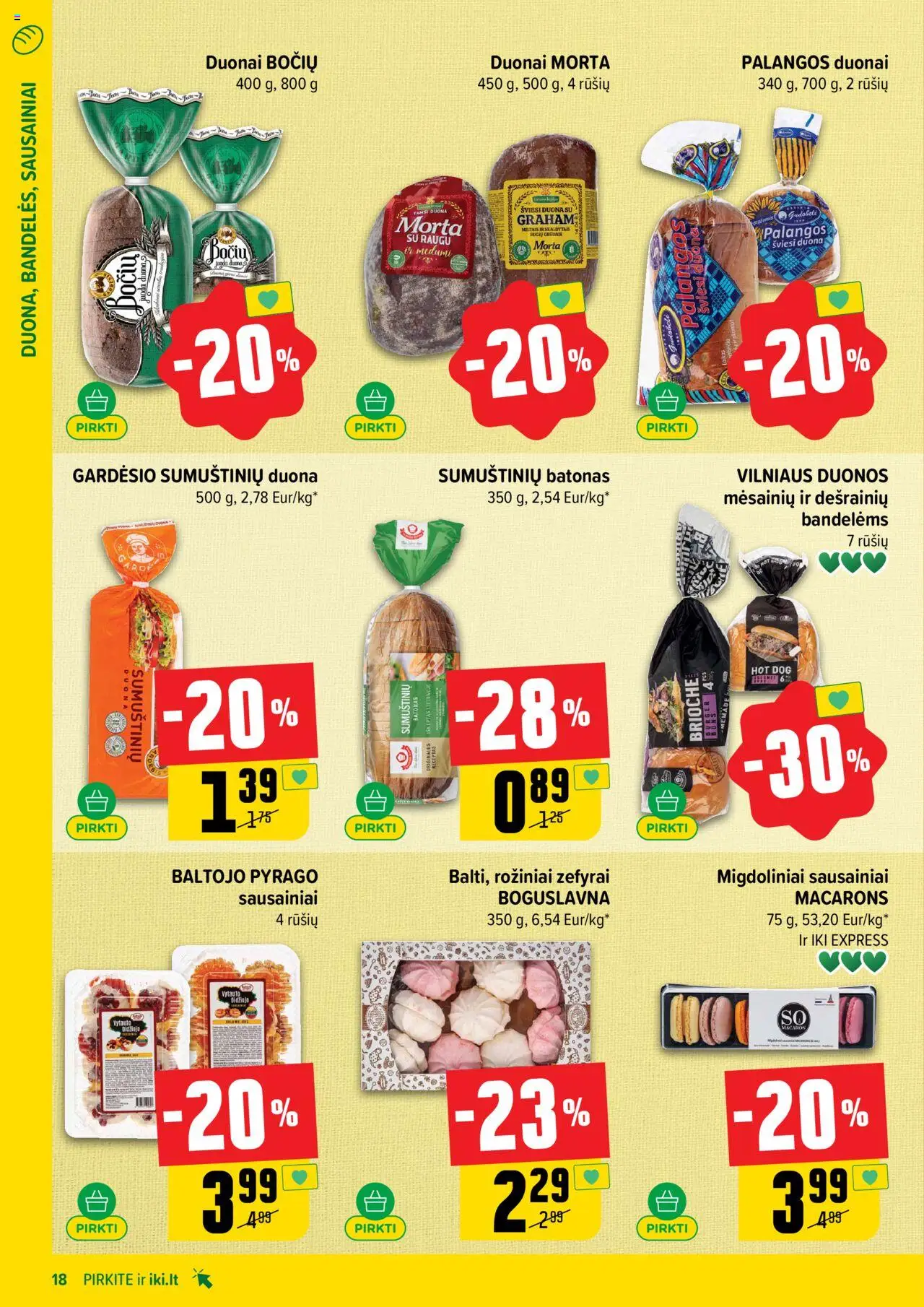 IKI akcijos nuo 08.09.2025 | Puslapis: 18 | Prekių: Sausainiai, Batonas, Duona