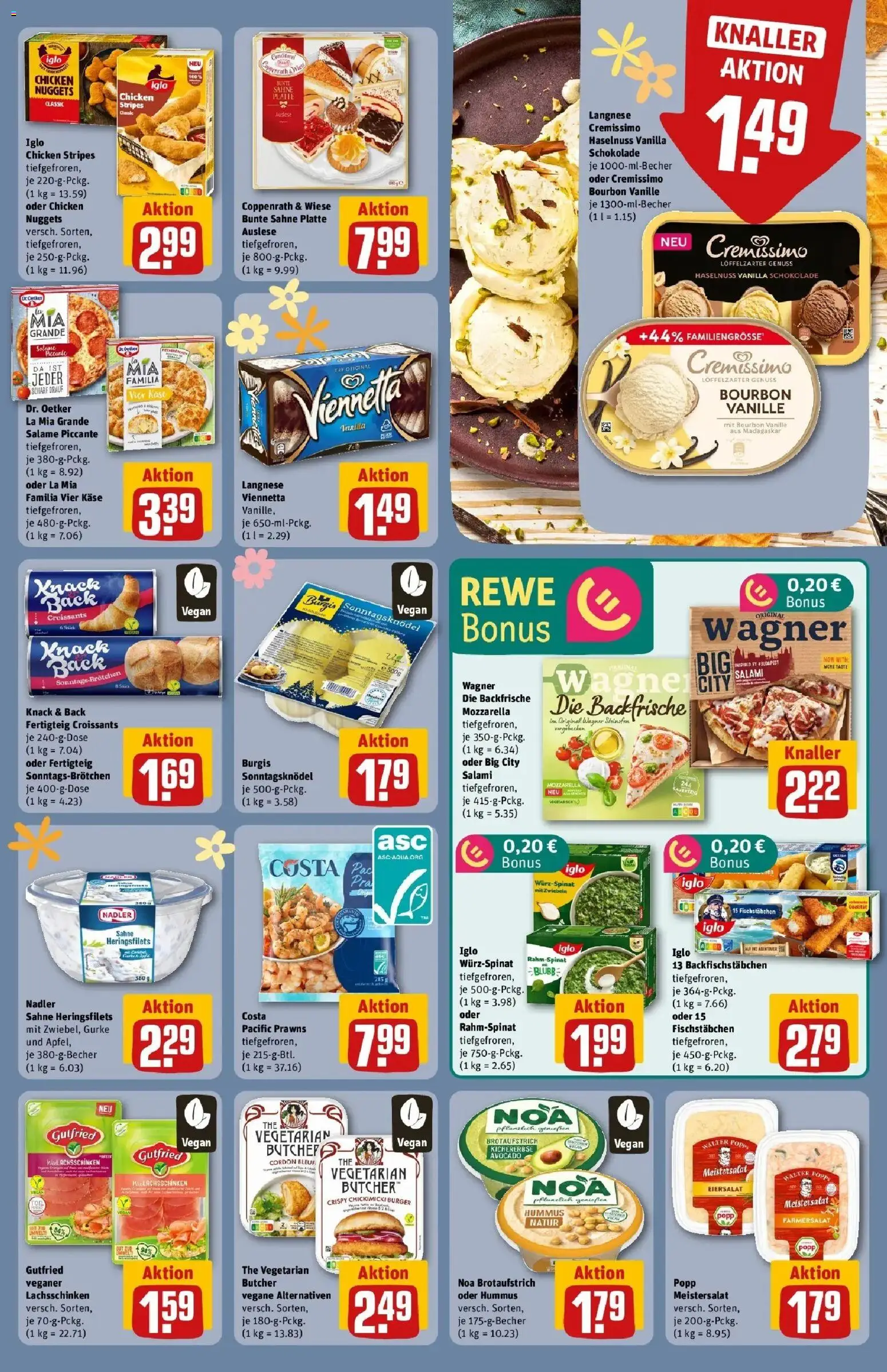 Rewe Prospekt Mannheim	 – gültig ab 30.03.2026 | Seite: 19 | Produkte: Langnese cremissimo, Mozzarella, Zwiebeln, Salami