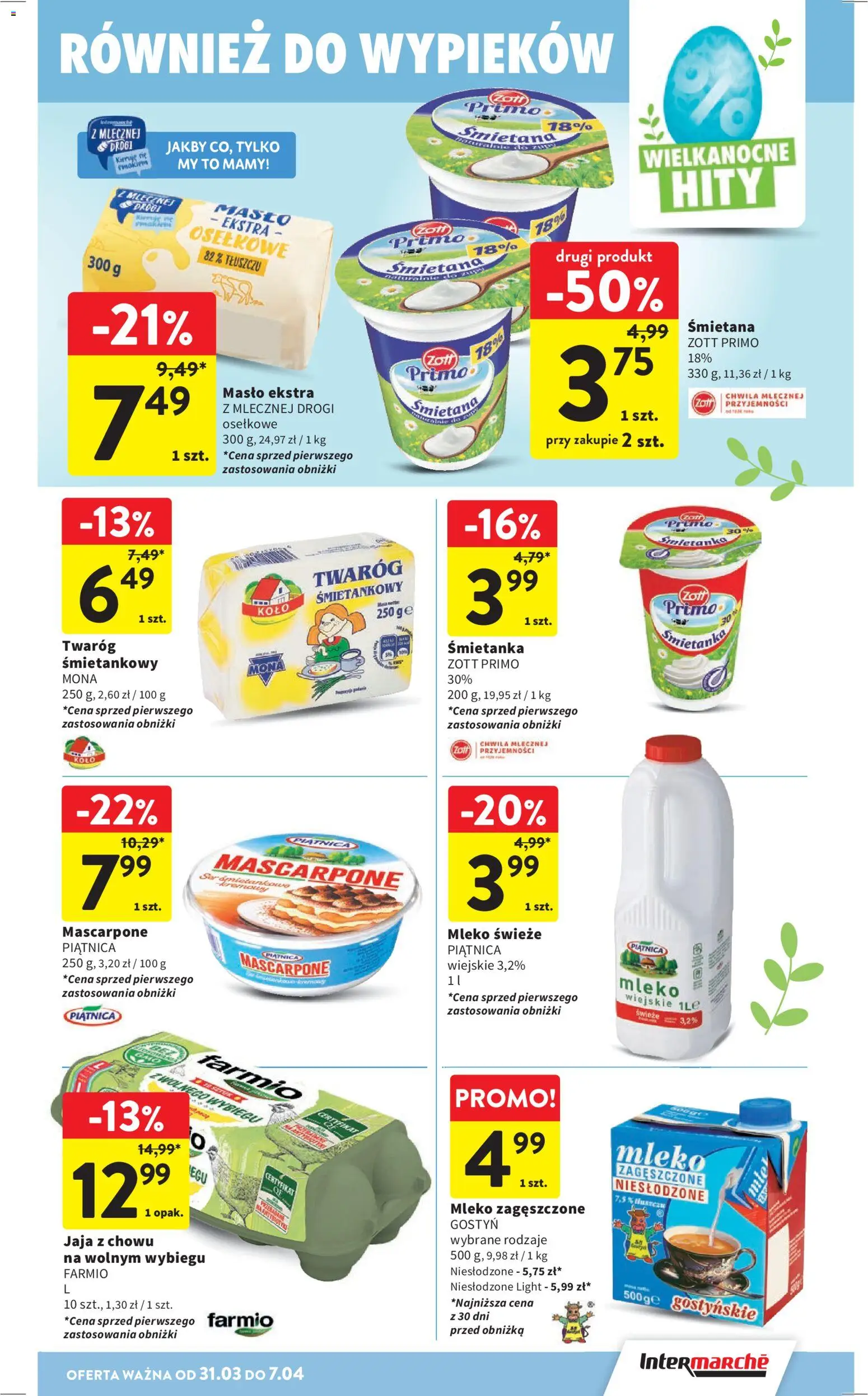 Intermarche gazetka od 31.03.2026 | Strona: 29 | Produkty: Mascarpone, Mleko, Śmietana, Twaróg śmietankowy