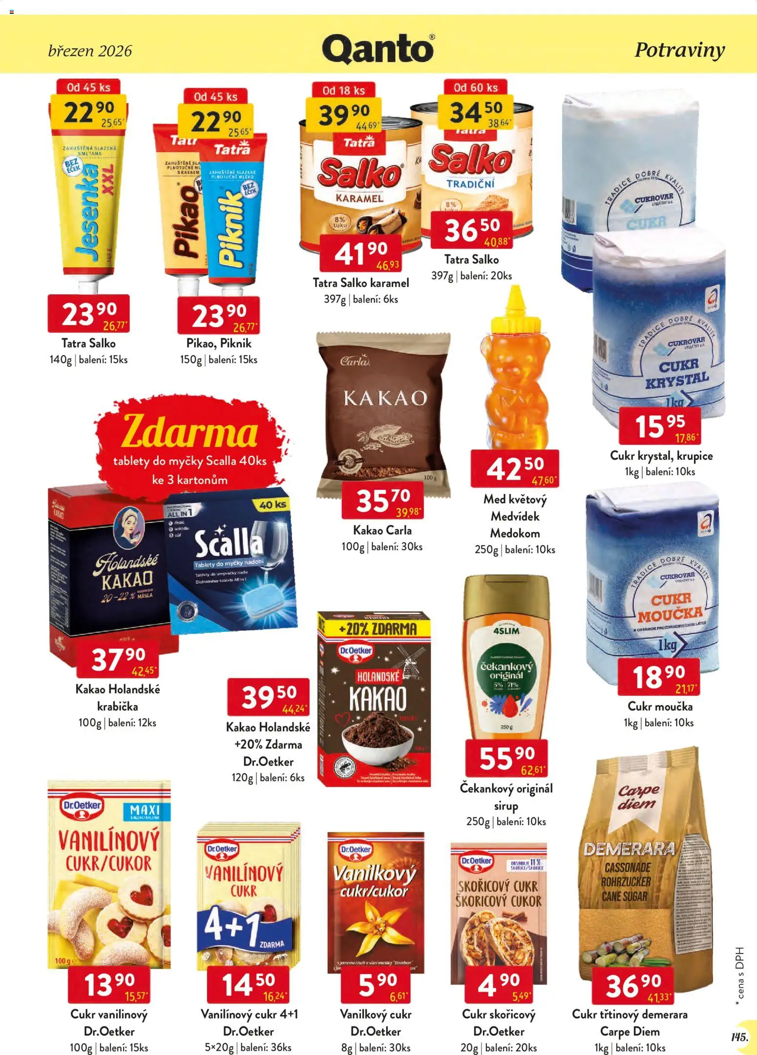 Astur & Qanto leták - Velkoobchod 03/2026 od 01.03.2026 | Strana: 145 | Produkty: Tatra Salko Karamel, Salko, Sirup, Cukr moučka