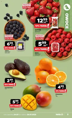Netto gazetka - Spożywcza od 24.07.2025 | Strona: 5 | Produkty: Mango, Malina, Awokado, Owoce