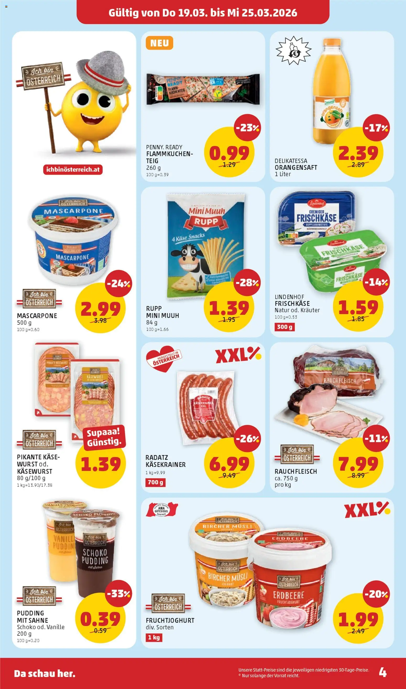 Penny Markt Eröffnung in 4222 St. Georgen an der Gusen gültig ab 19.03.2026 | Seite: 4 | Produkte: Sahne, Wurst, Käse
