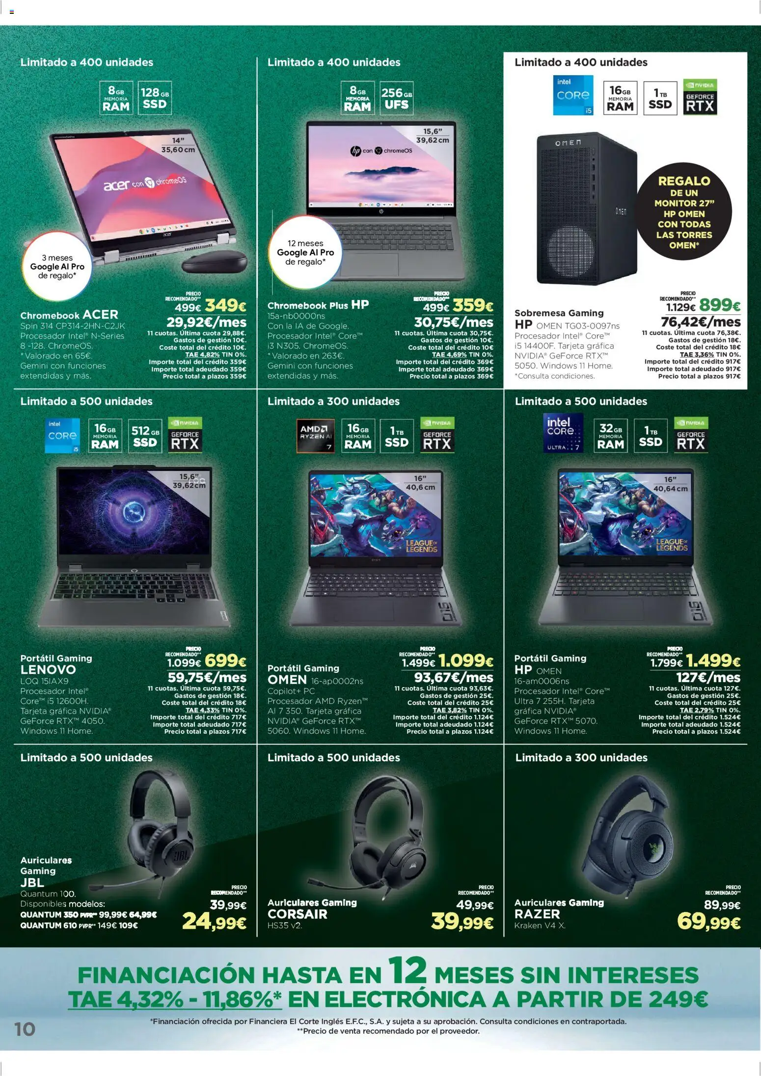 El Corte Inglés Black Friday │ válido desde el 24.11.2025 | Página: 10 | Productos: Monitor, PC, Auriculares