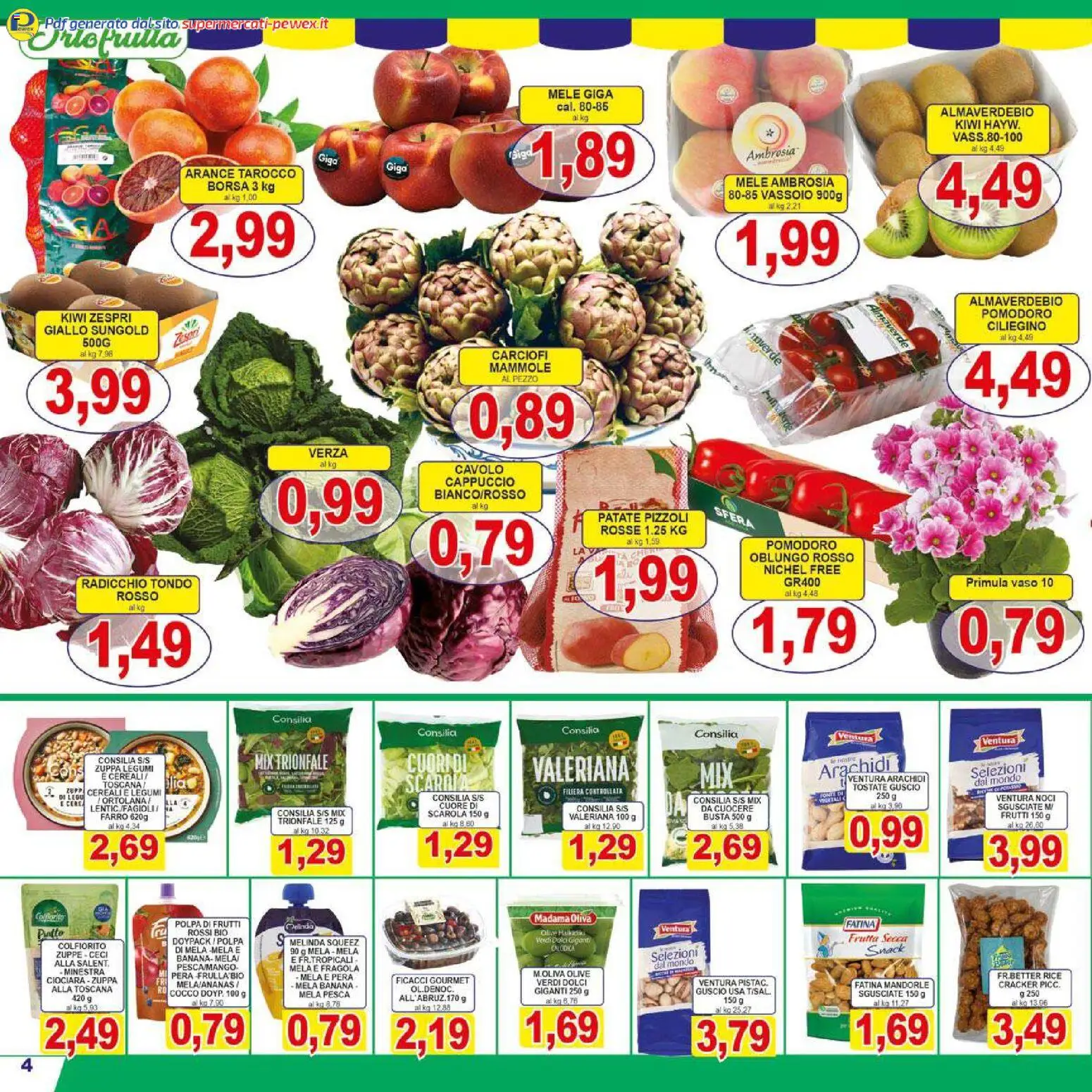 Volantino Pewex del 26.01.2026 | Pagina: 4 | Prodotti: Fagioli, Pomodoro, Olive, Farro