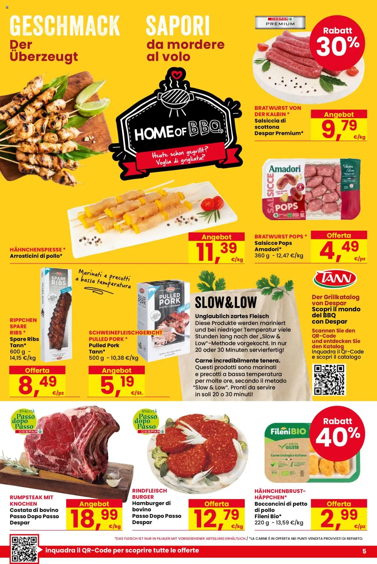 Volantino Despar del 07.08.2025 | Pagina: 5 | Prodotti: Bovino, Pollo, Hamburger, Arrosticini