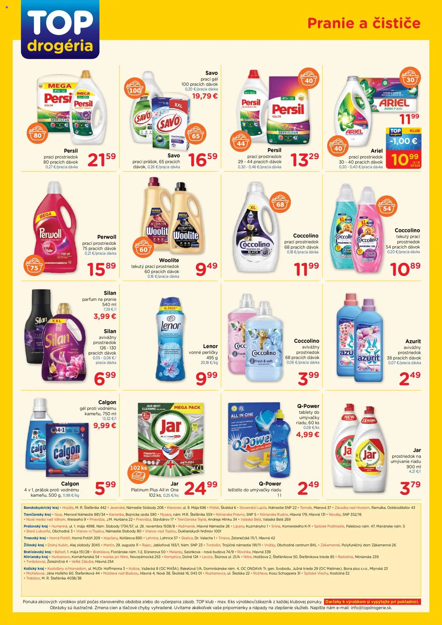 Nové TOP Drogéria akcie – leták je platný od 20.04.2026 | Strana: 4 | Produkty: Persil, Perwoll, Silan, Ariel