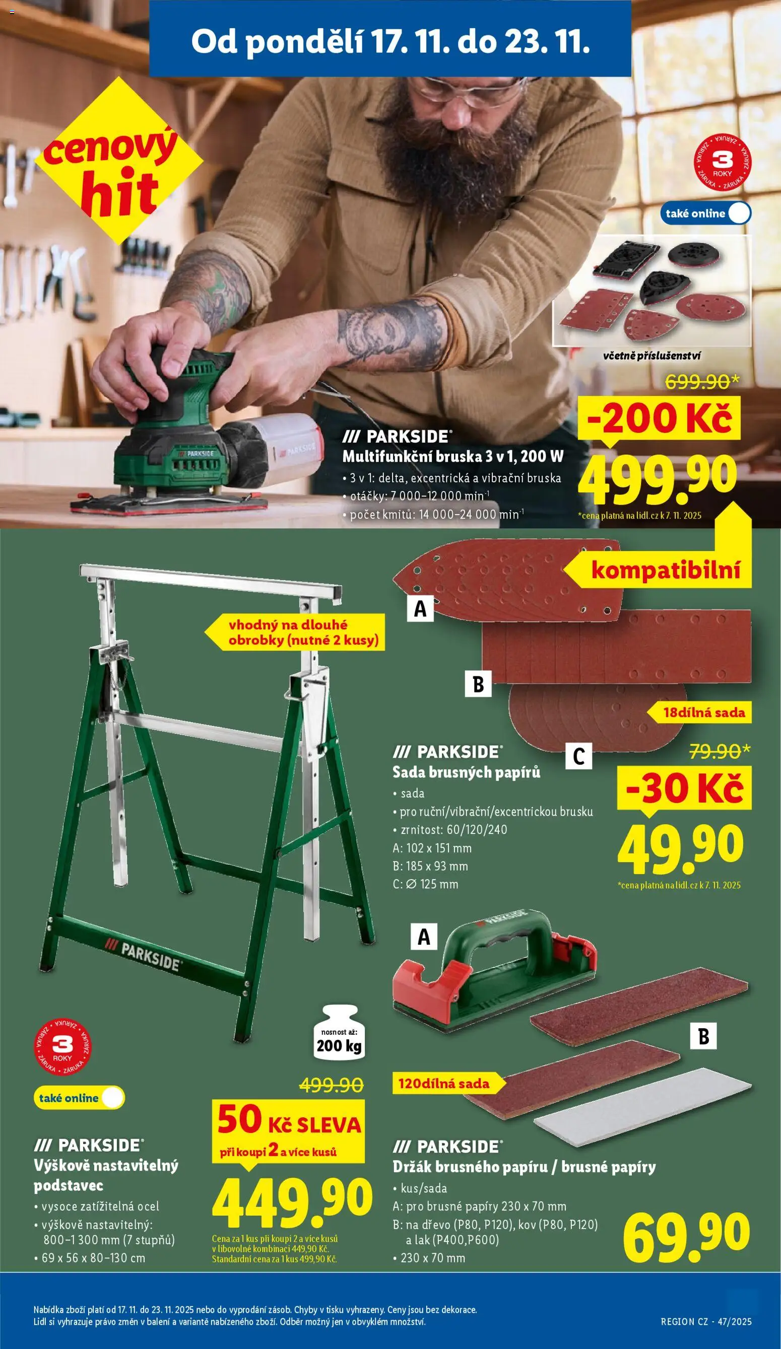 Lidl Black Friday od 17.11.2025 | Strana: 9 | Produkty: Multifunkční bruska, Parkside, Bruska
