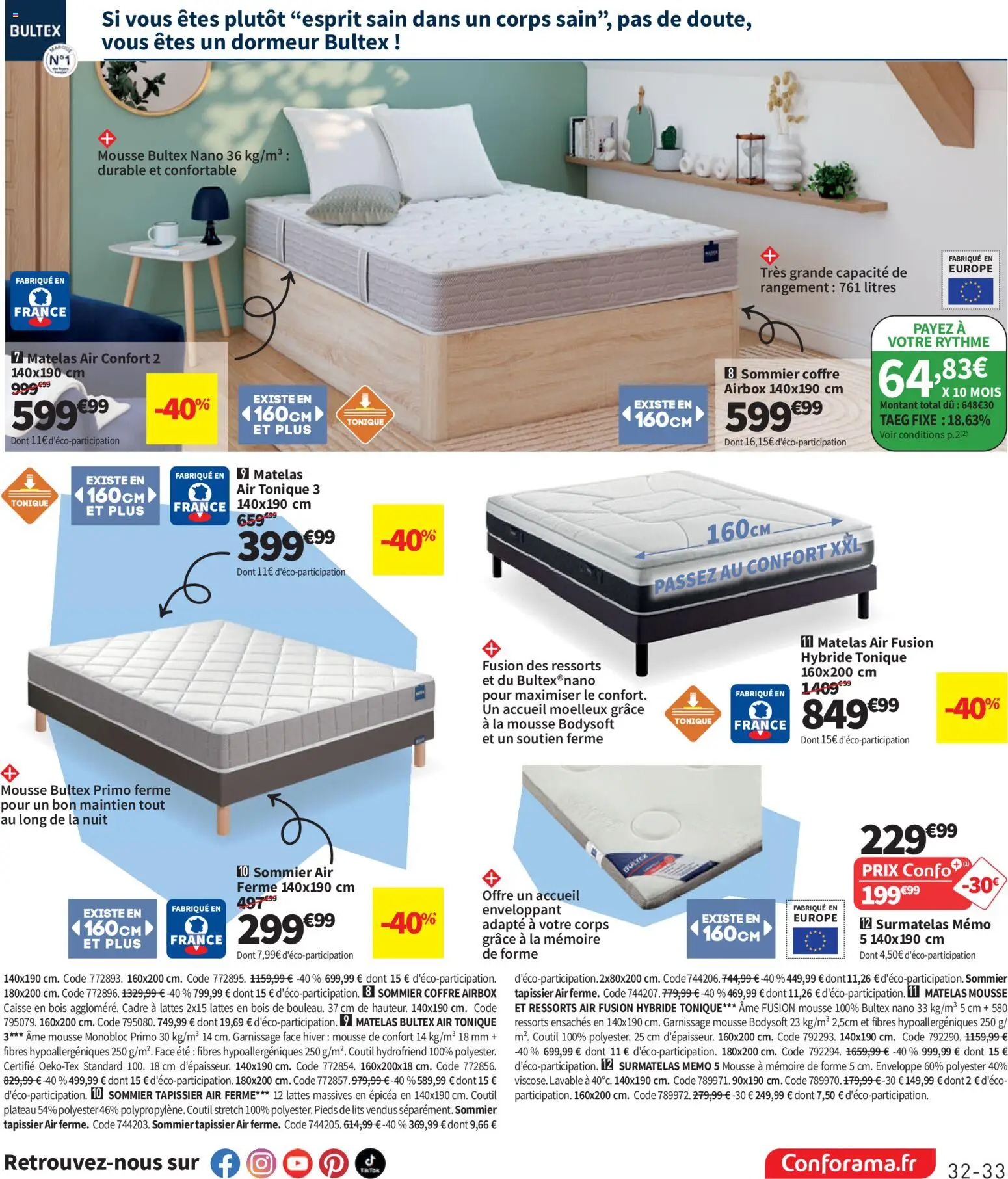 {H1} | Page: 33 | Produits: Plateau, Surmatelas, Tonique, Cadre