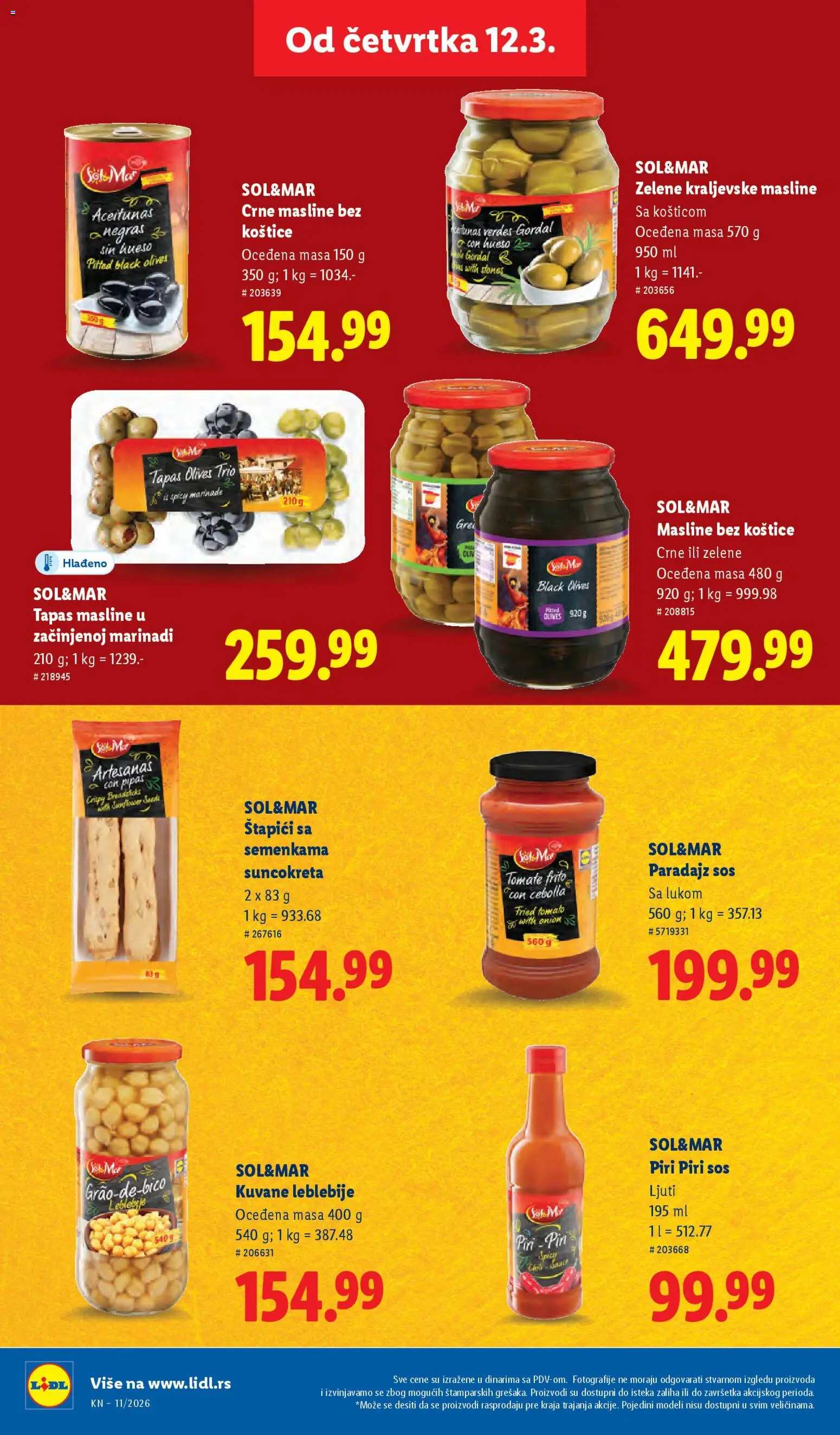 Lidl katalog - važi od 12.03.2026 | Strana: 46 | Proizvode: Masline, Leblebije, Sos, Paradajz