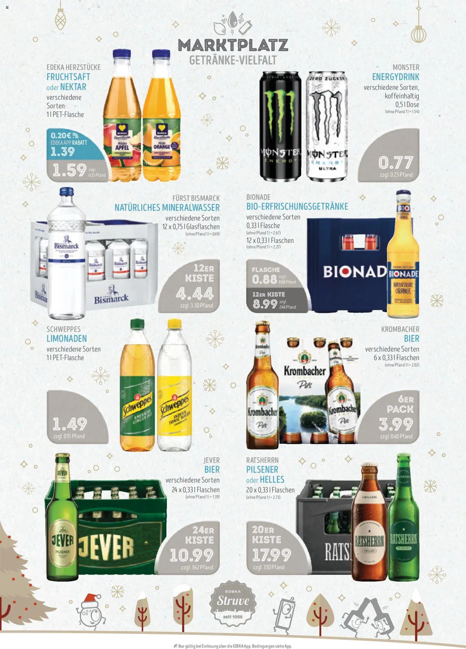 Edeka Struve Prospekt 	 – gültig ab 22.12.2025 | Seite: 13 | Produkte: Bier, Bionade, Schweppes, Jever