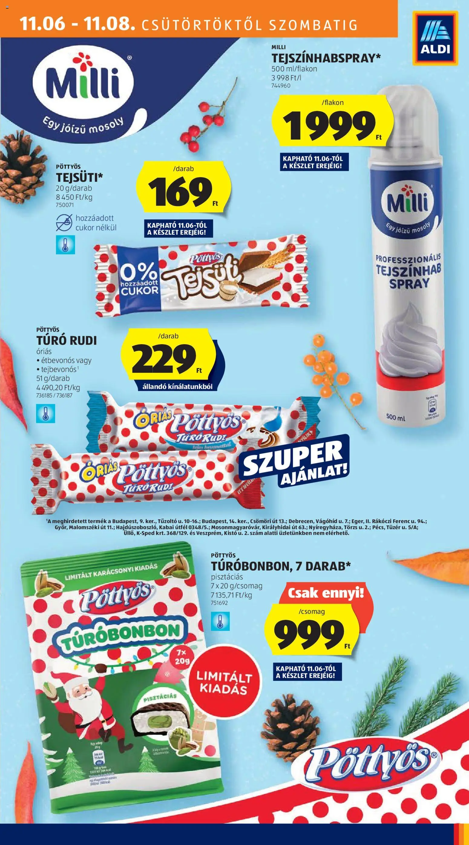 Aldi akciós ujság - amely érvényes a következő dátumtól: 06.11.2025 | Oldal: 21 | Termékek: Túró rudi, Tejszínhab, Túró, Cukor