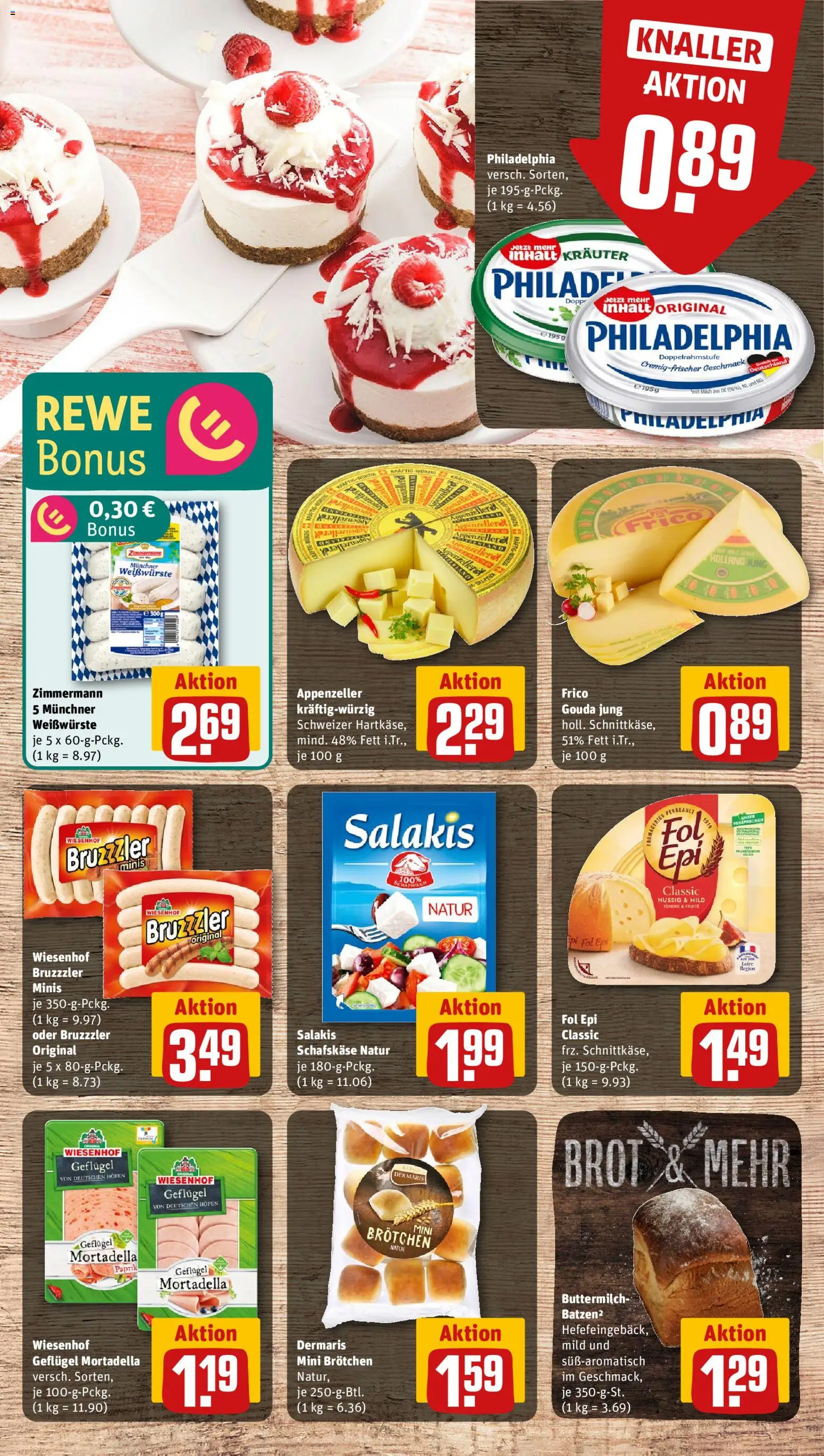 Rewe Prospekt 	 – gültig ab 30.03.2026 | Seite: 13 | Produkte: Buttermilch, Philadelphia, Gouda, Brot