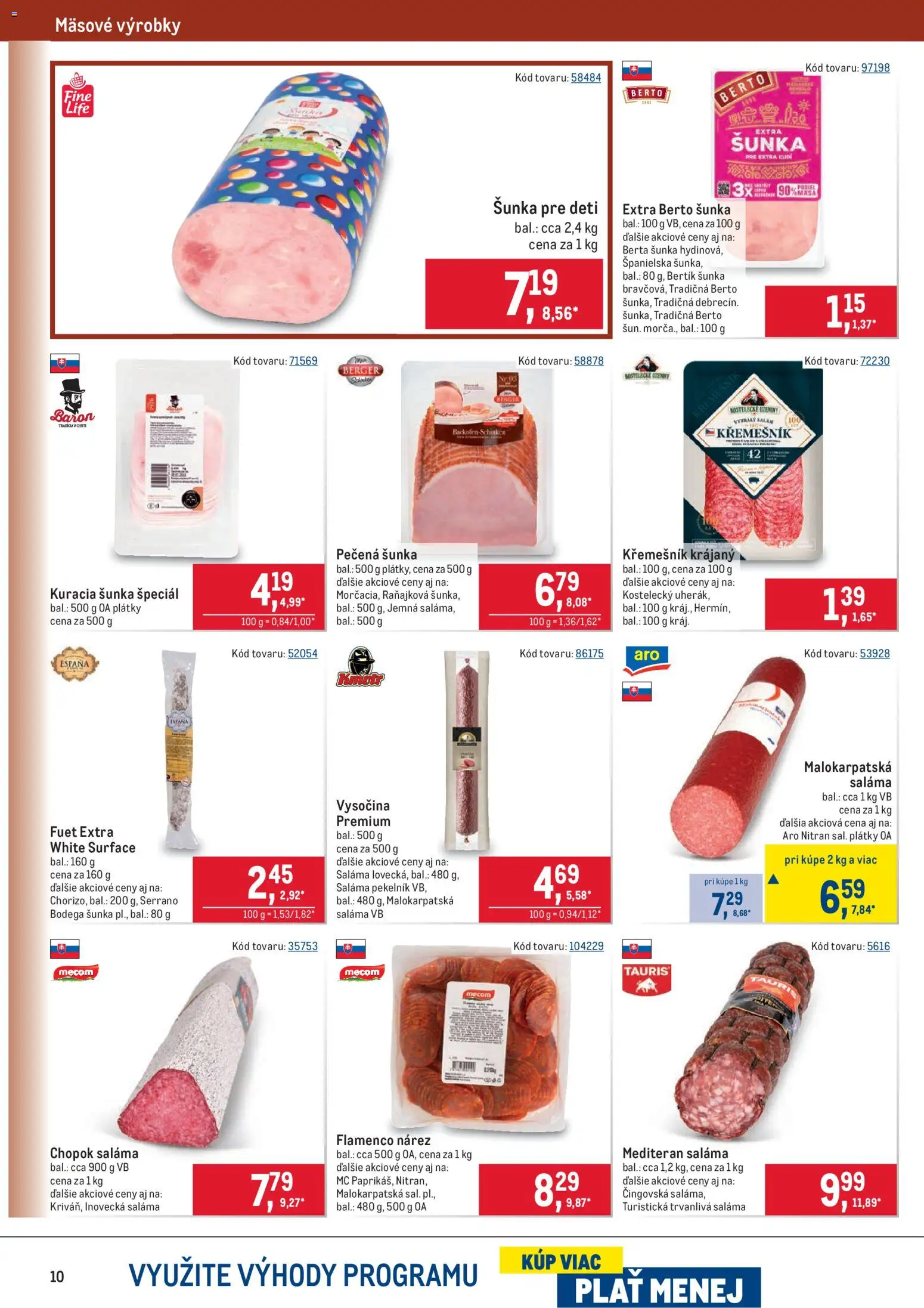 Nové Metro akcie – leták je platný od 11.02.2026 | Strana: 10 | Produkty: Saláma, Šunka