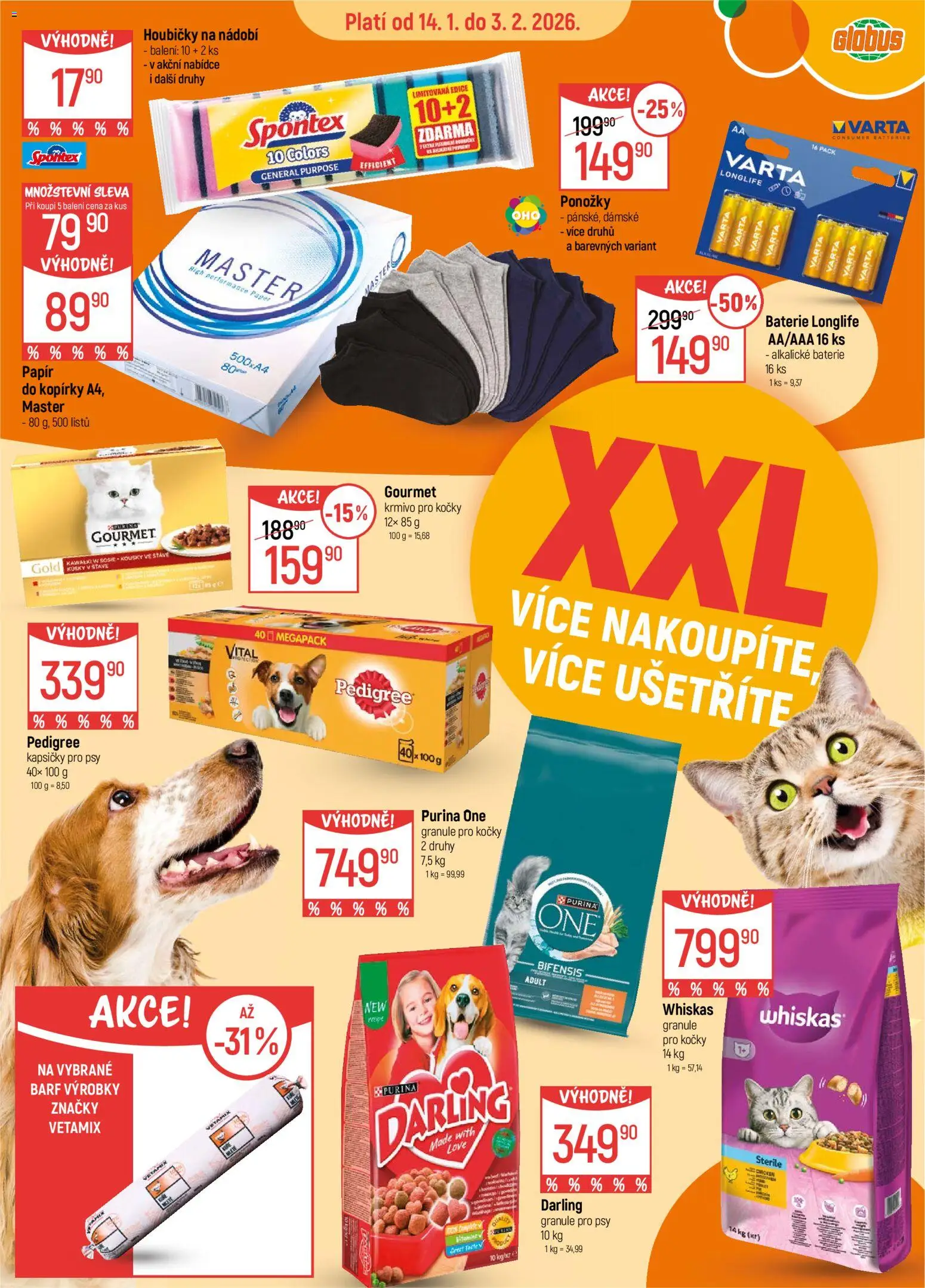 Globus leták - Liberec od 14.01.2026 | Strana: 14 | Produkty: Ponožky, Nádobí, Purina, Baterie