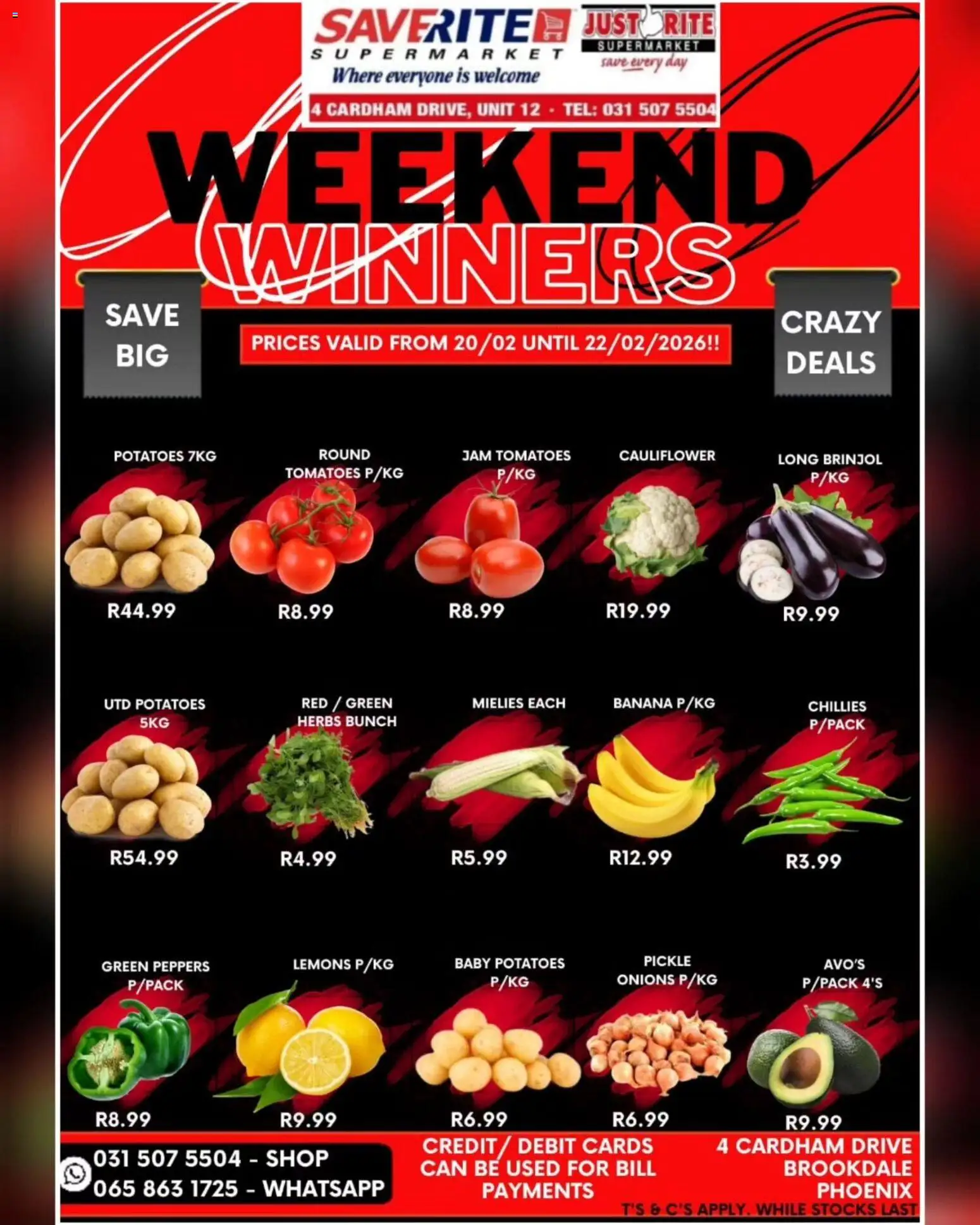 New Saverite catalogue – valid from 20.02.2026 | Page: 1 | Products: Jam, Tomatoes, Potatoes, Herbs