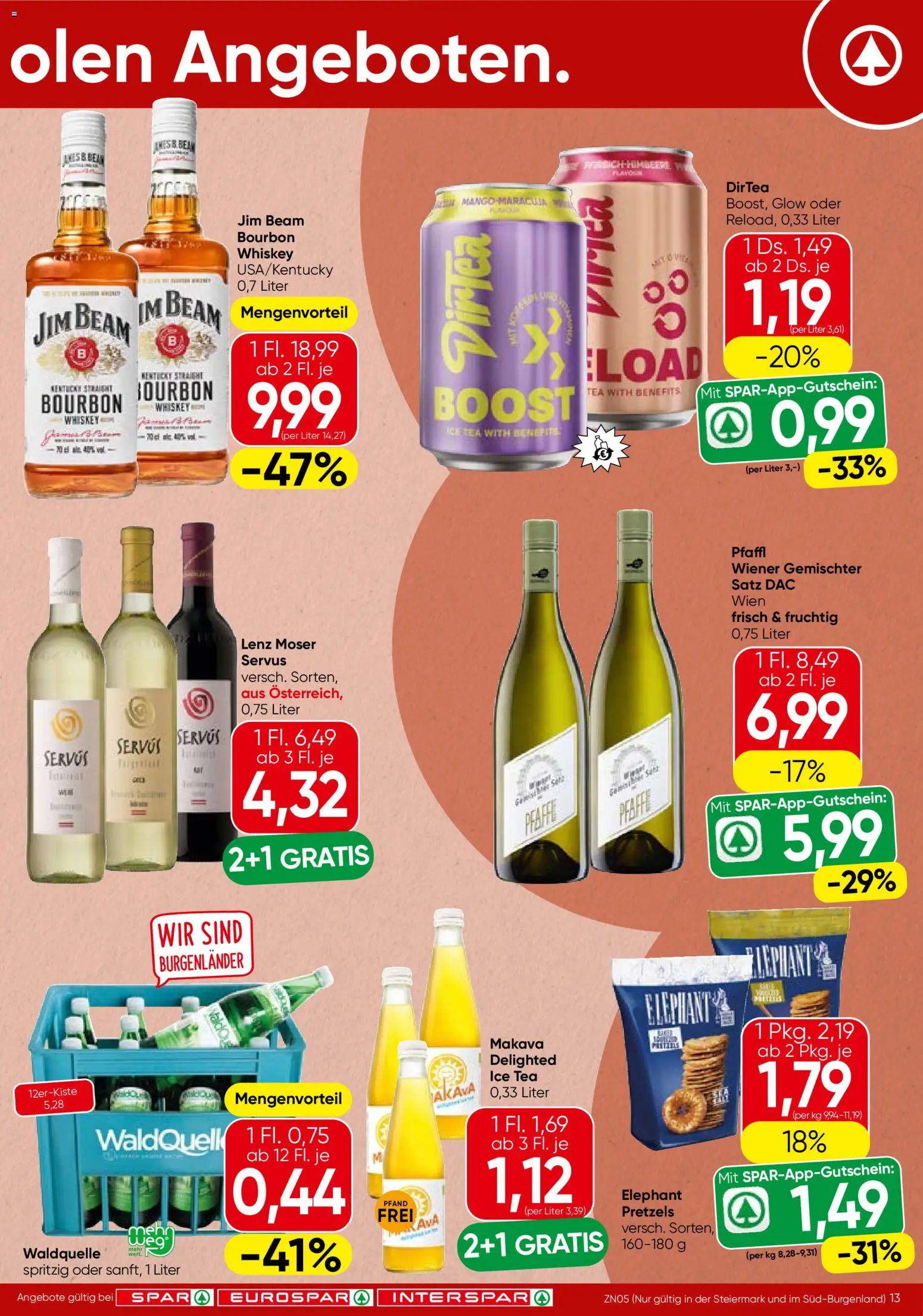 Spar Flugblatt - Steiermark gültig ab 23.04.2026 | Seite: 13 | Produkte: Whiskey, Bourbon