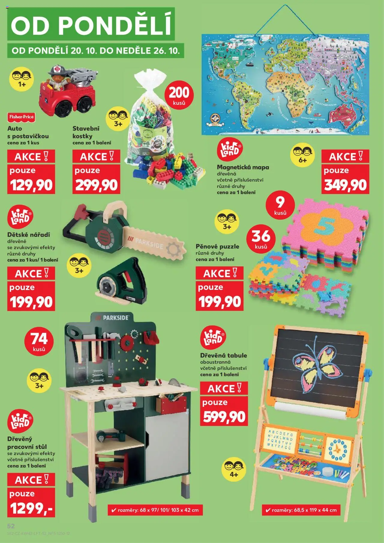 Kaufland leták - Praha 8 od 15.10.2025 | Strana: 52 | Produkty: Dětské nářadí, Parkside, Stůl, Pěnové puzzle