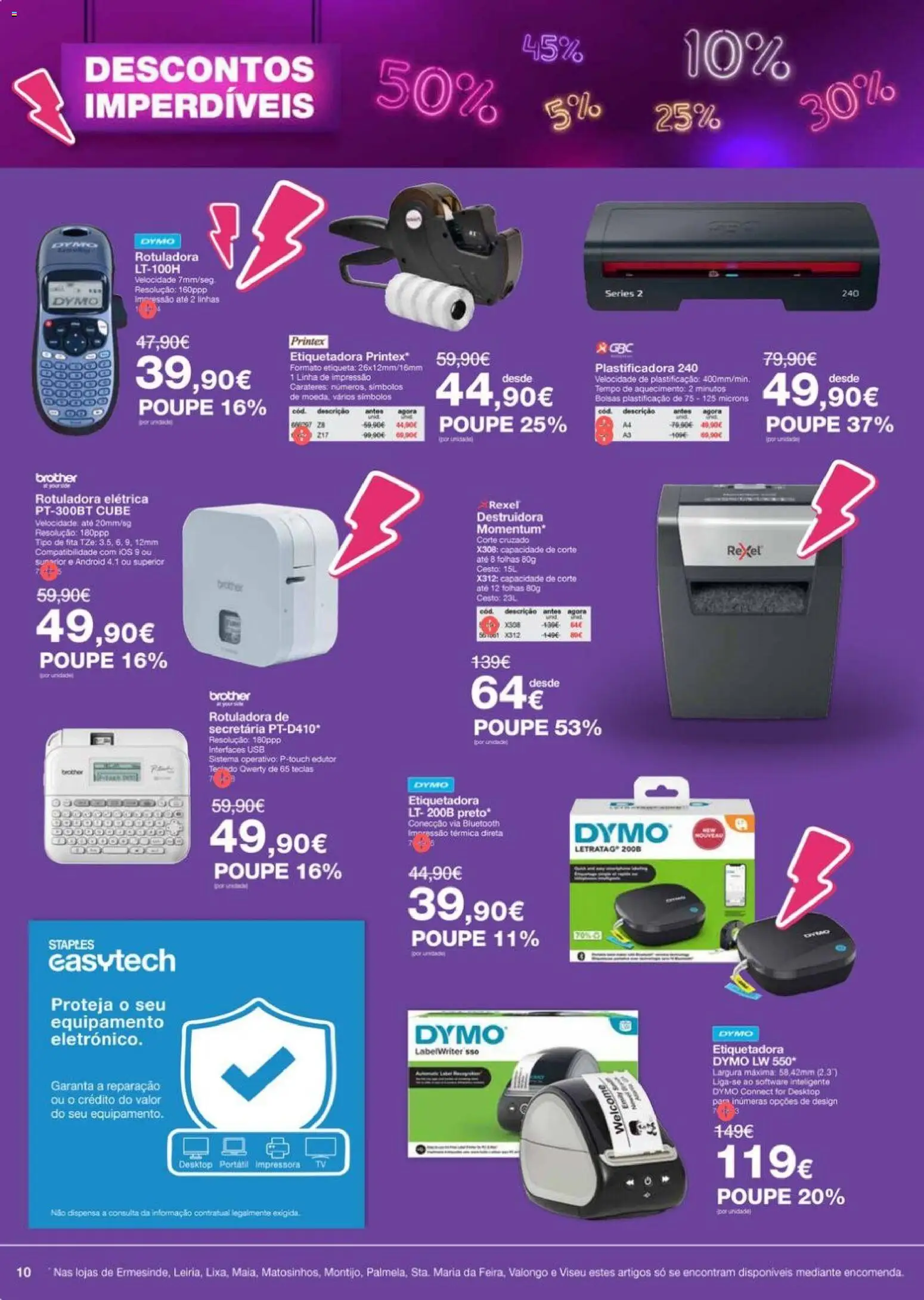 Staples - Descontos Imperdíveis │ válido de 09.03.2026 | Página: 10 | Produtos: Impressora, Teclado, USB, Plastificadora