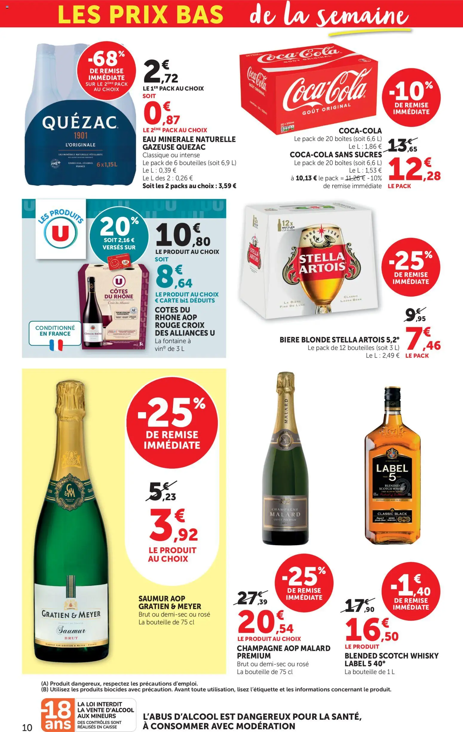 {H1} | Page: 10 | Produits: Eau minérale, Bière blonde, Eau minérale naturelle, Coca cola