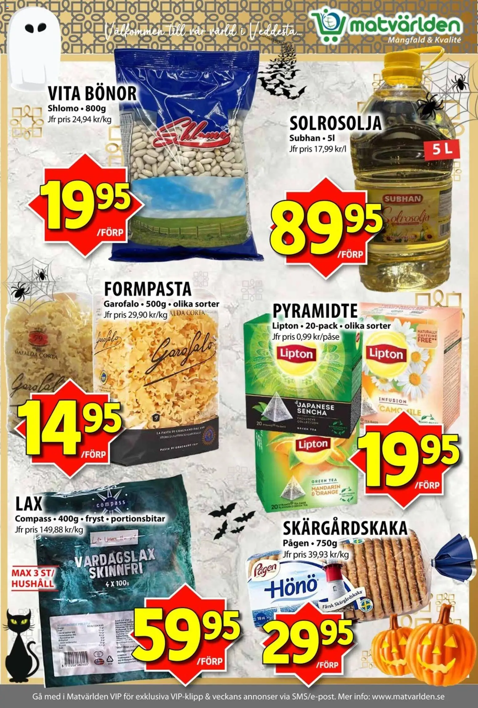 Matvärlden reklamblad aktuell från 27.10.2025 | Sida: 3 | Produkter: Pasta, Bönor