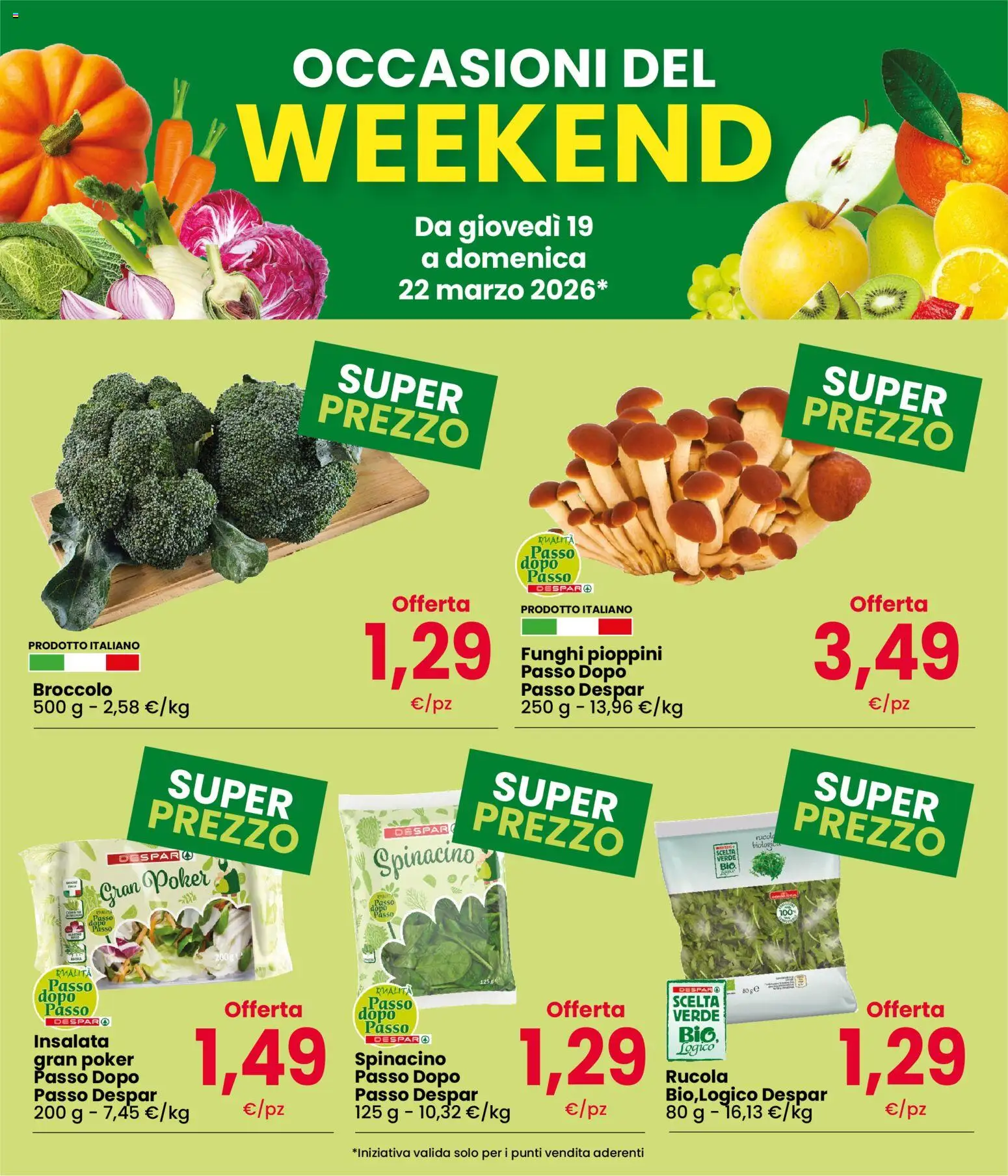 Volantino Eurospar del 19.03.2026 | Pagina: 2 | Prodotti: Rucola, Insalata, Funghi