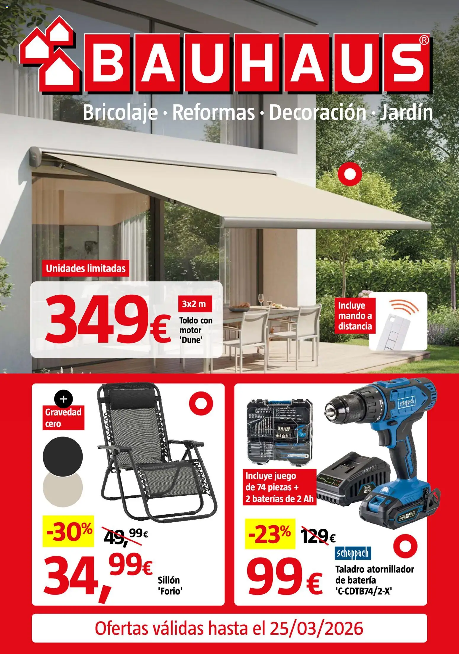 Bauhaus folleto │ válido desde el 26.02.2026 | Página: 1 | Productos: Sillón, Batería