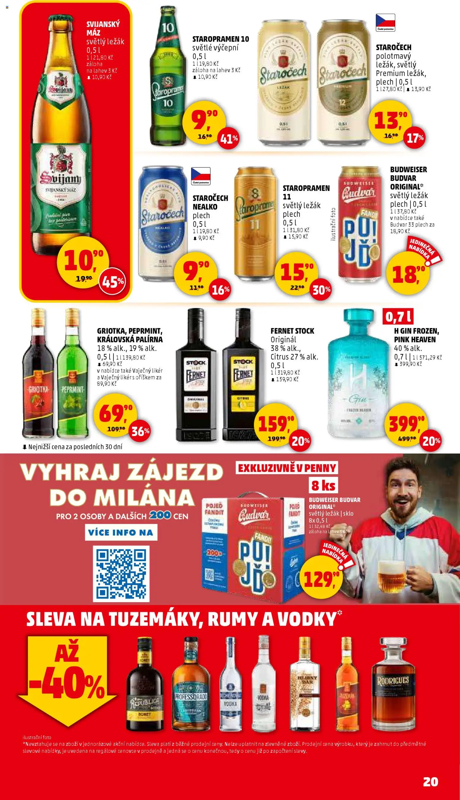 Penny Market leták - Čtvrtečník od 15.01.2026 | Strana: 20 | Produkty: Staropramen 10, Budvar, Gin, Fernet