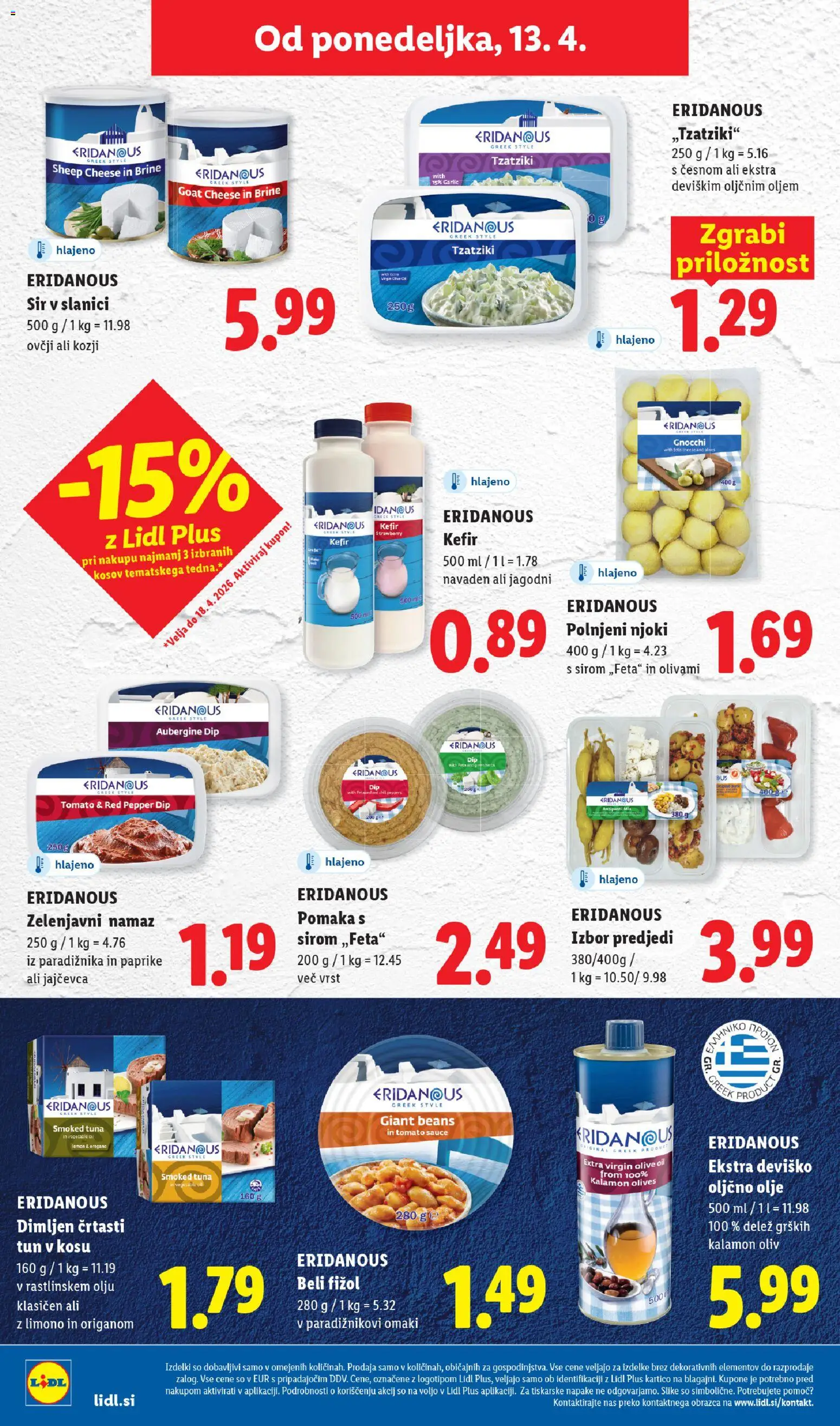 Novi Lidl katalog ponudbe – veljaven od 09.04.2026 | Stran: 50 | Izdelki: Kefir, Tuna, Sir, Olje