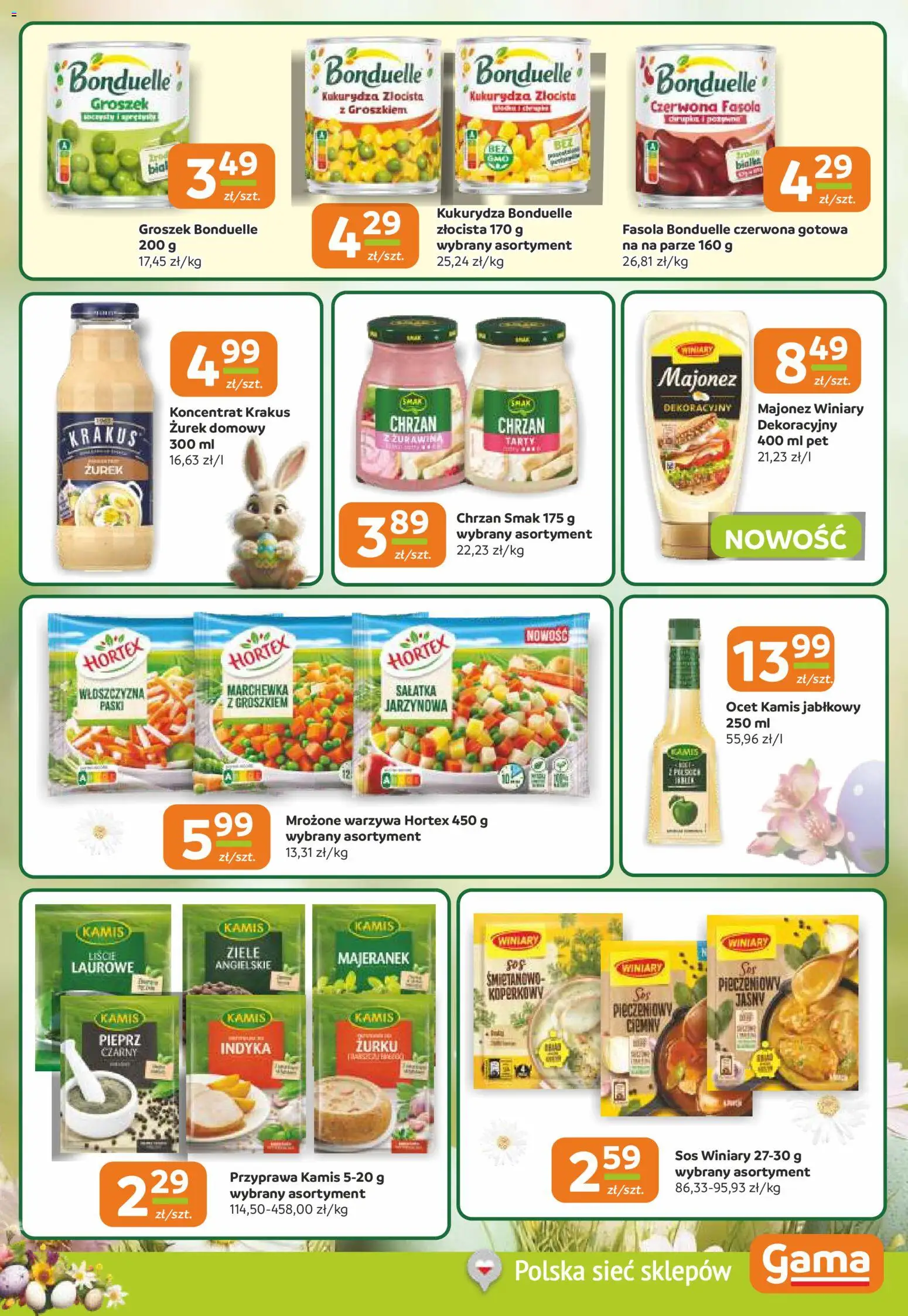 Gama gazetka od 26.03.2026 | Strona: 7 | Produkty: Groszek, Kukurydza, Chrzan, Sos