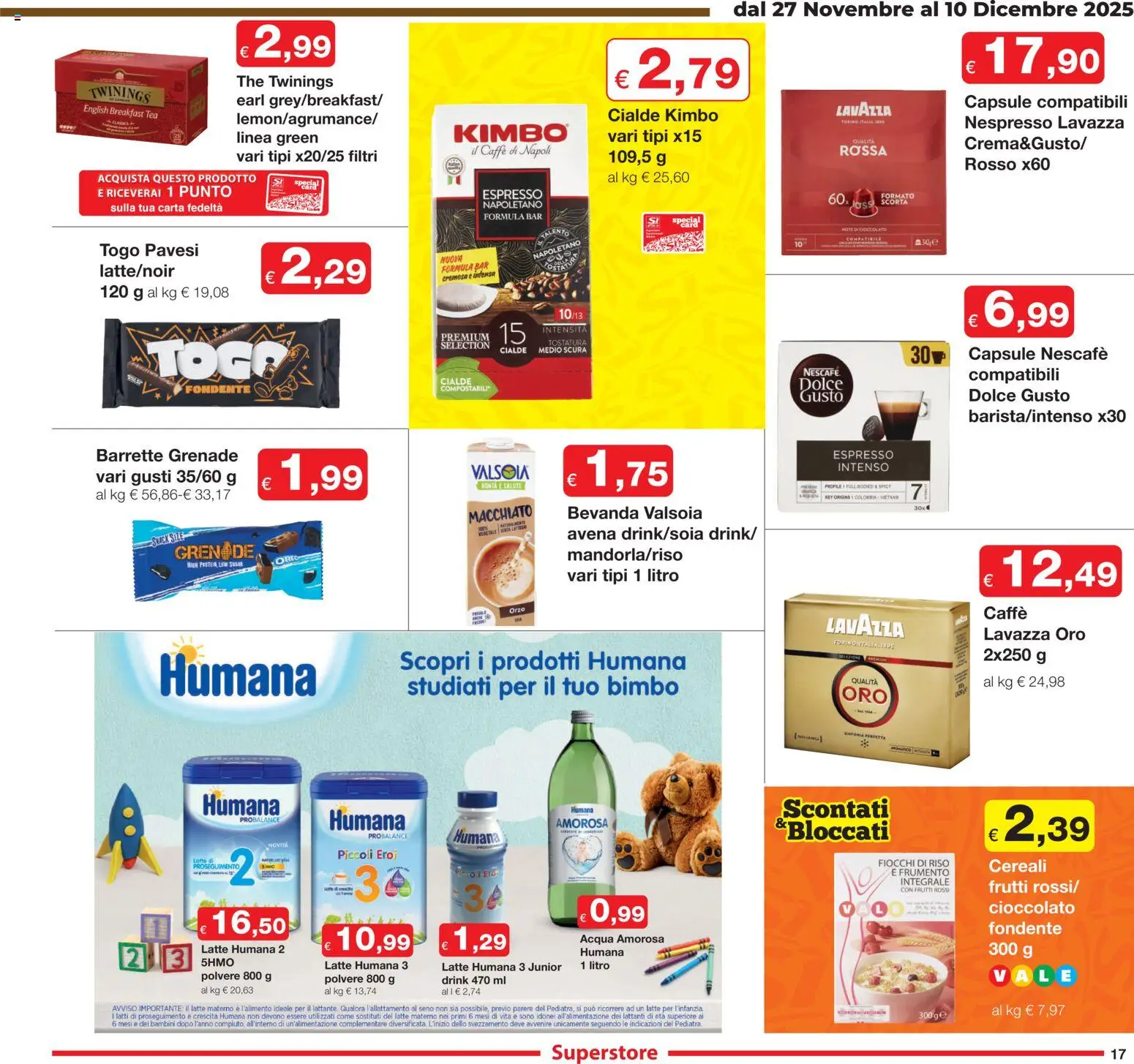 Volantino Sì con Te del 27.11.2025 | Pagina: 17 | Prodotti: Cereali, Fiocchi, Acqua, The