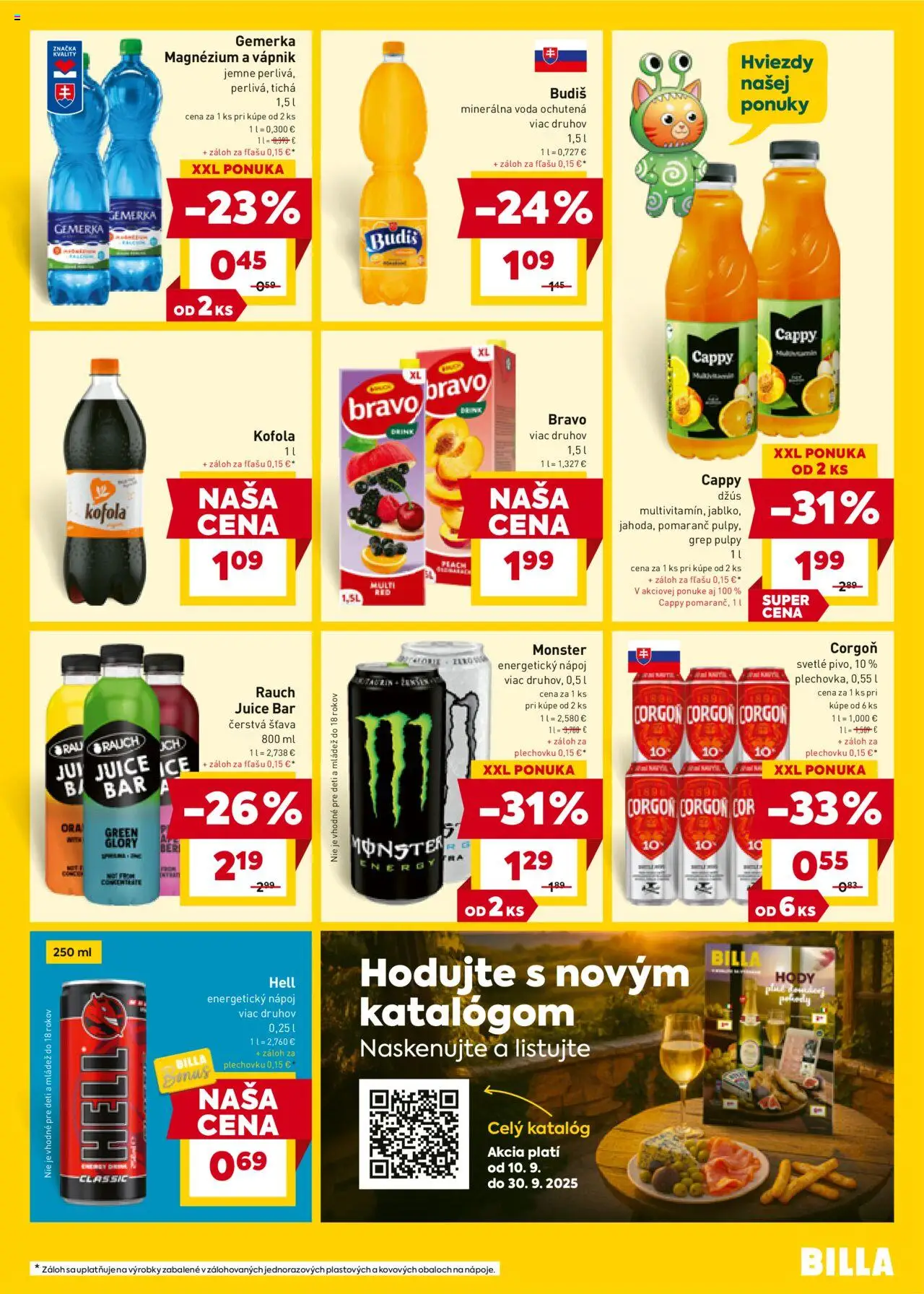 Nové Billa akcie – leták je platný od 10.09.2025 | Strana: 17 | Produkty: Voda, Minerálna voda, Grep, Energetický nápoj