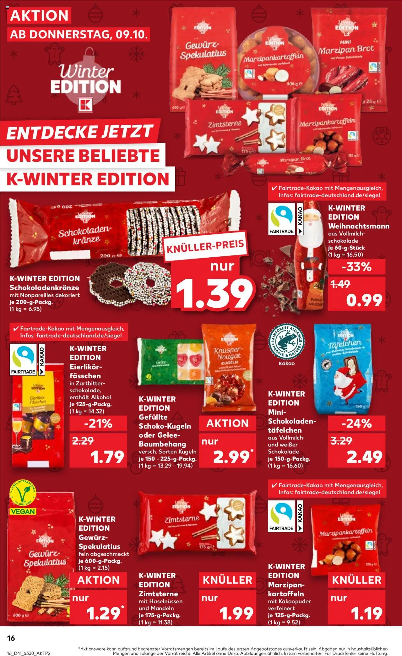 Kaufland prospekt Kiel	 – gültig ab 09.10.2025 | Seite: 16 | Produkte: Schokolade, Mandeln, Kartoffeln, Brot