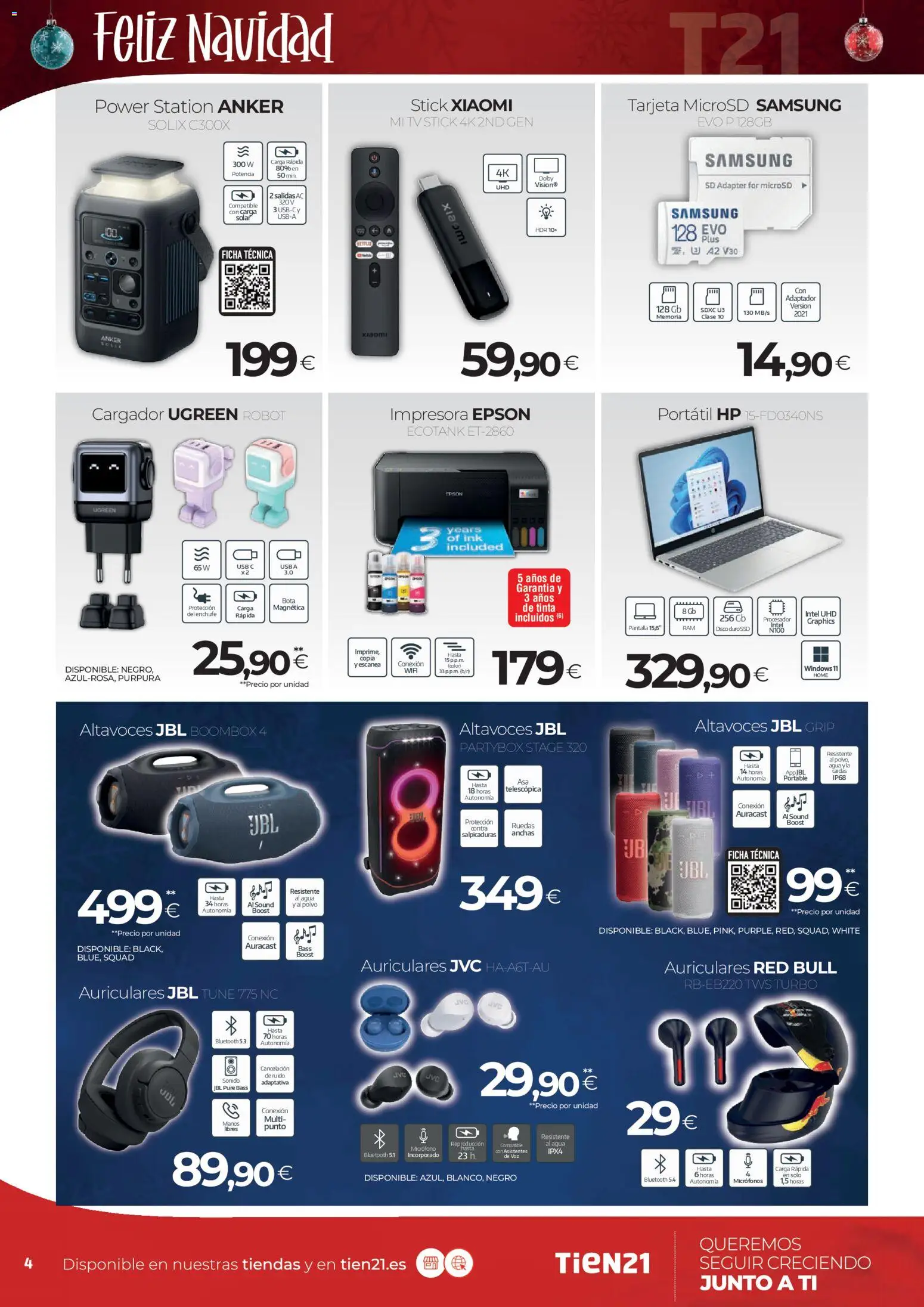 Tien 21 folleto │ válido desde el 01.12.2025 | Página: 4 | Productos: Polvo, Altavoces, Auriculares, Robot