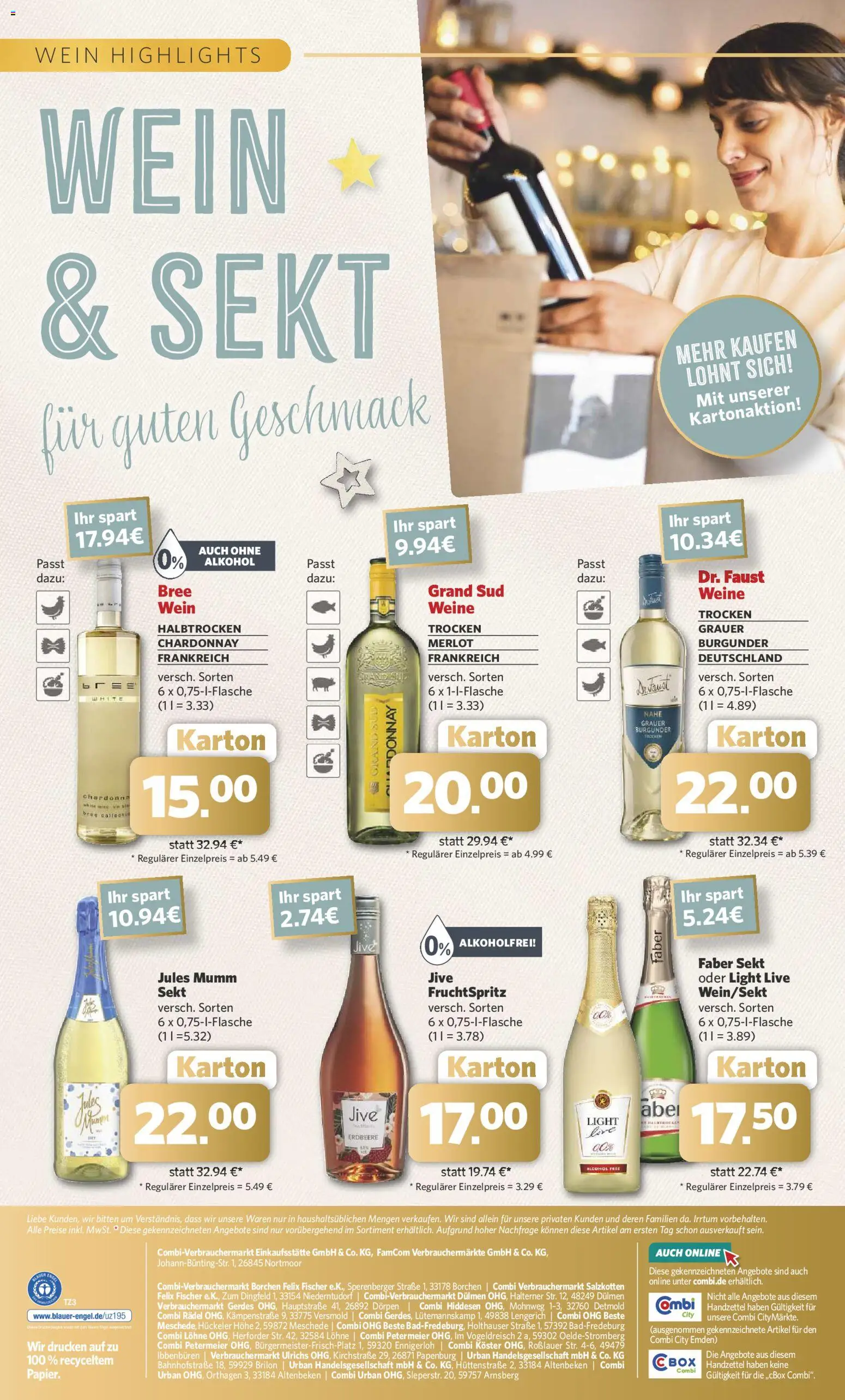 Combi - Feiner Genuss – gültig ab 24.11.2025 | Seite: 4 | Produkte: Merlot, Bree, Jules mumm, Wein