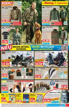 Norma Flugblatt gültig ab 08.09.2025 | Seite: 3 | Produkte: Jacke, Kappe, Handschuhe