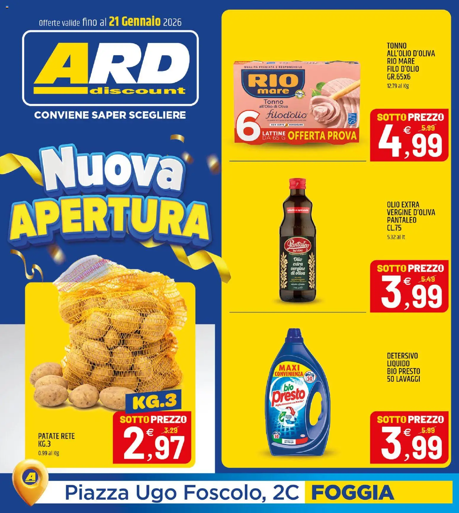 Volantino ARD Discount del 07.01.2026 | Pagina: 20 | Prodotti: Patate, Olio, Tonno, Olio extra vergine