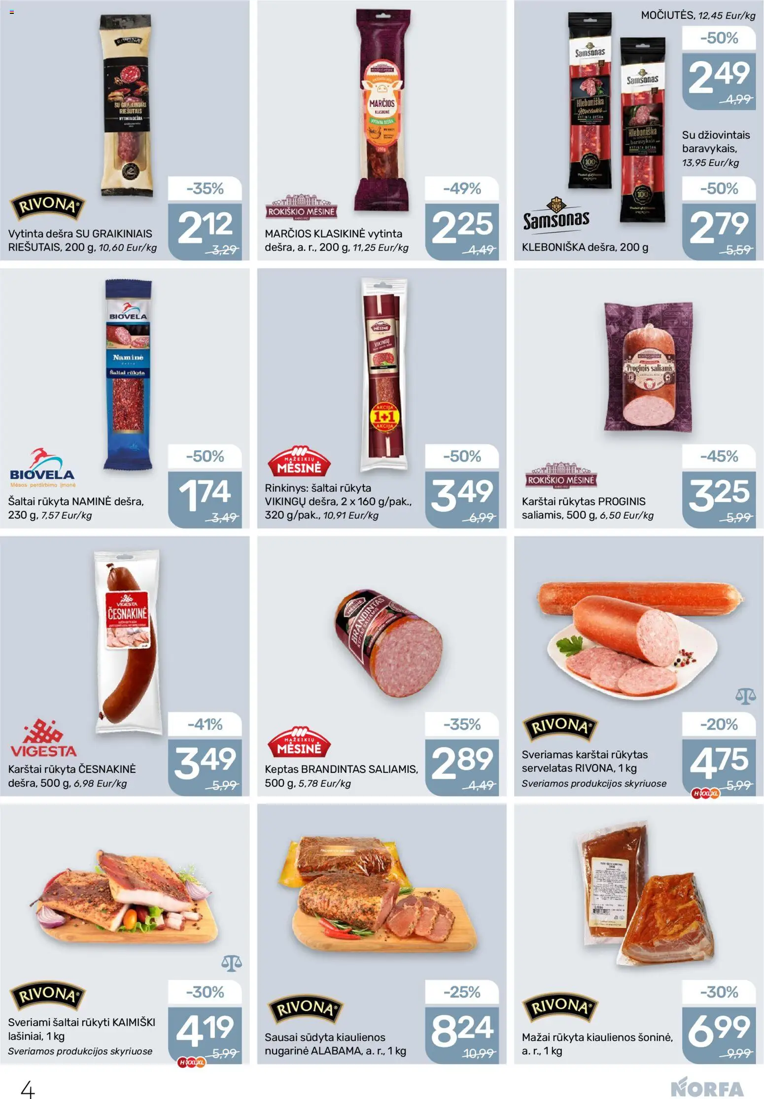NORFA akcijos nuo 13.11.2025 | Puslapis: 4 | Prekių: Kiaulienos, Saliamis, Dešra