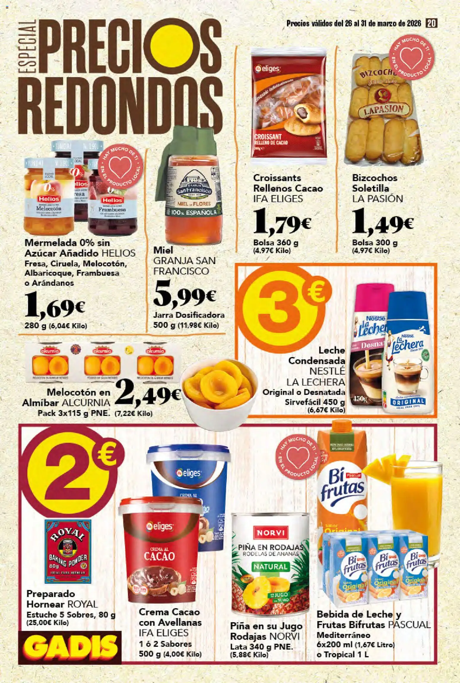 Gadis folleto │ válido desde el 26.03.2026 | Página: 20 | Productos: Leche, Φαρίνα, Crema, Bolsa