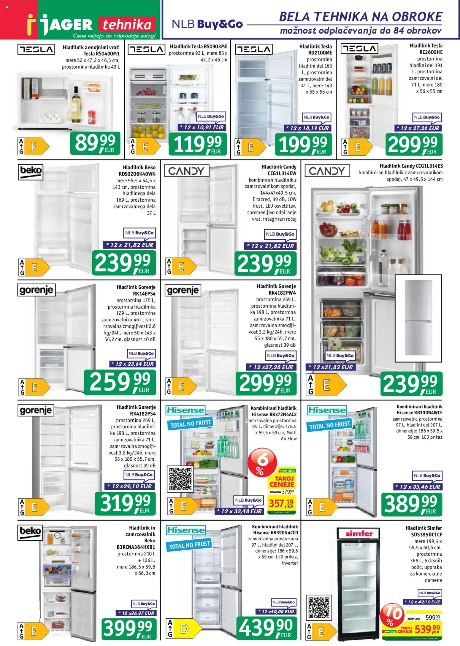 Novi Jager katalog ponudbe – veljaven od 29.04.2026 | Stran: 12 | Izdelki: Hladilnik, Zamrzovalnik