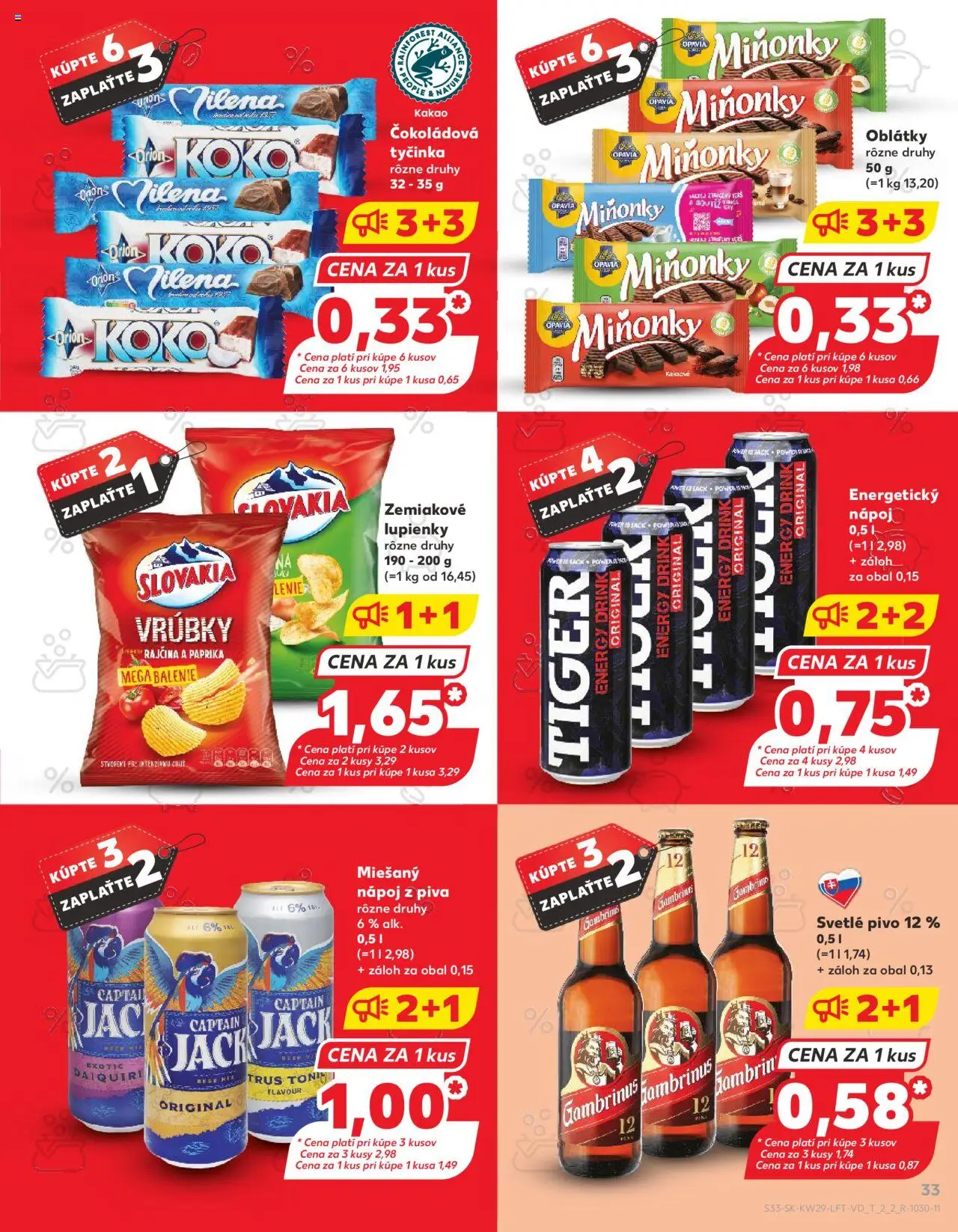 Nové Kaufland akcie – leták je platný od 17.07.2025 | Strana: 33 | Produkty: Paprika, Pivo, Gambrinus, Energetický nápoj