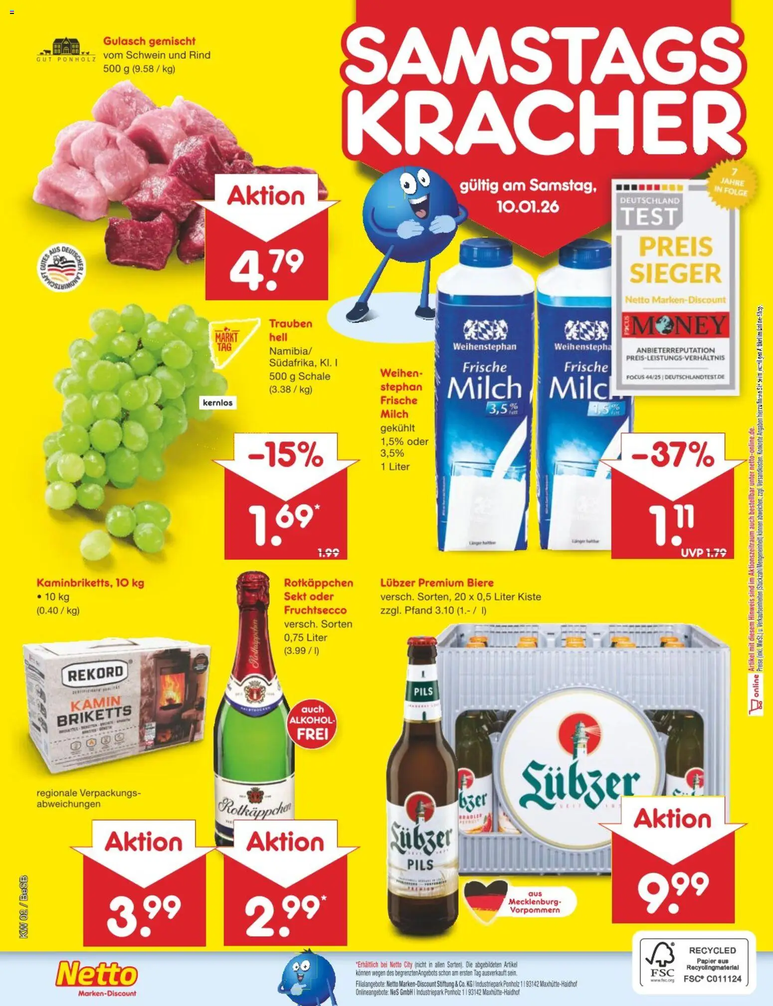 Netto Marken-Discount Prospekt 	 – gültig ab 05.01.2026 | Seite: 48 | Produkte: Milch, Trauben, Pils, Gulasch