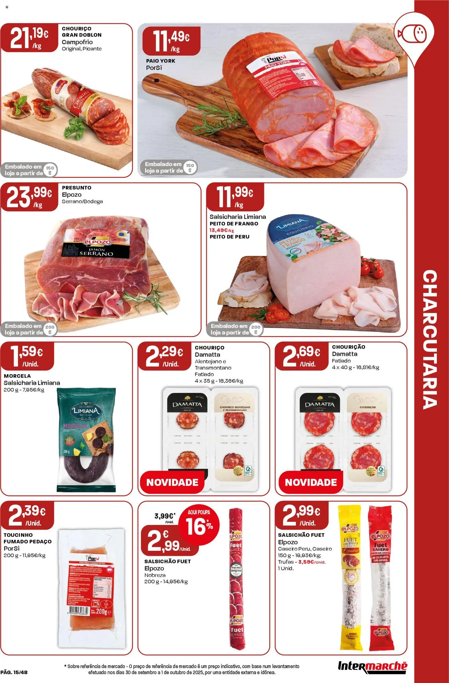Intermarché folheto │ válido de 06.11.2025 | Página: 15 | Produtos: Peito de frango, Frango, Presunto, Chouriço