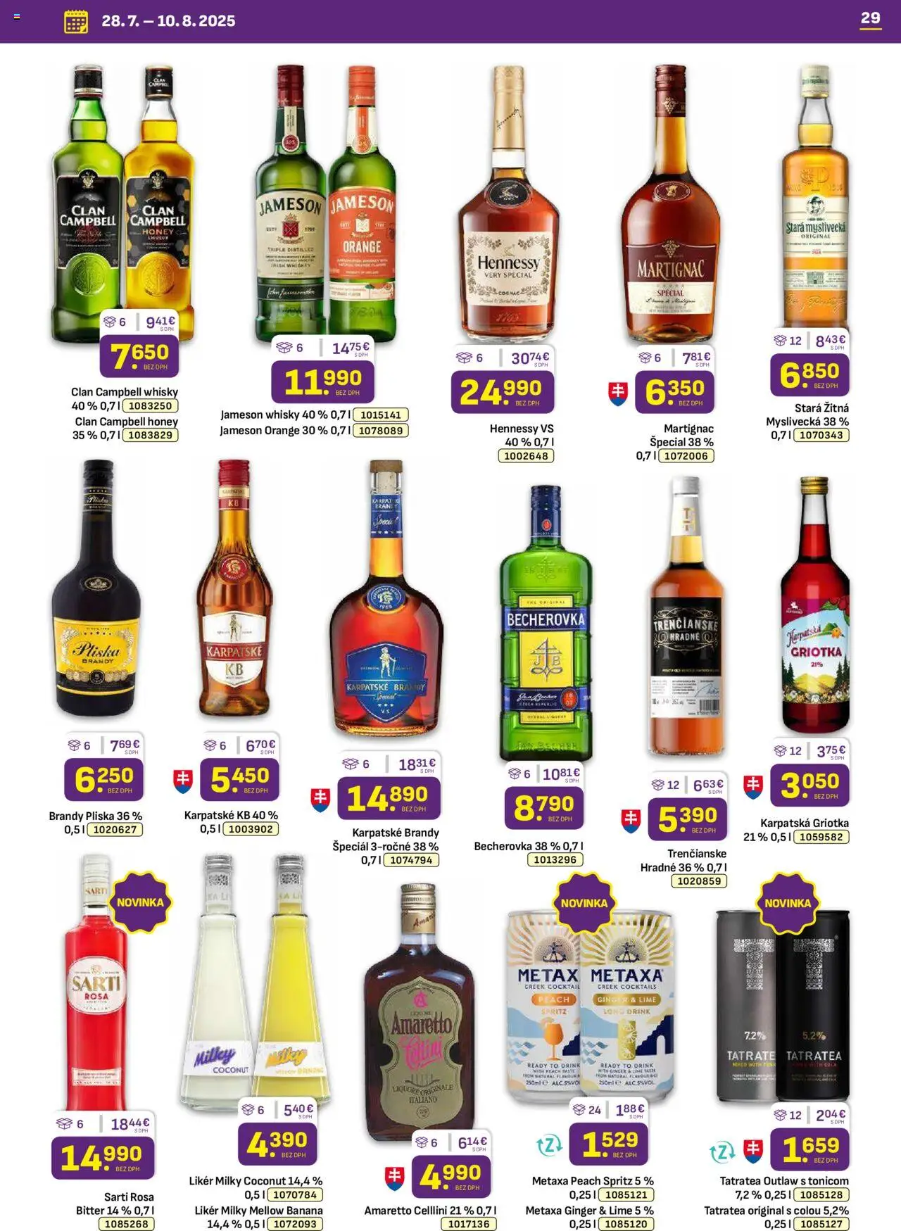 Libex leták │ platný od 28.07.2025 | Strana: 29 | Produkty: Karpatské brandy, Brandy, Whisky, Hennessy
