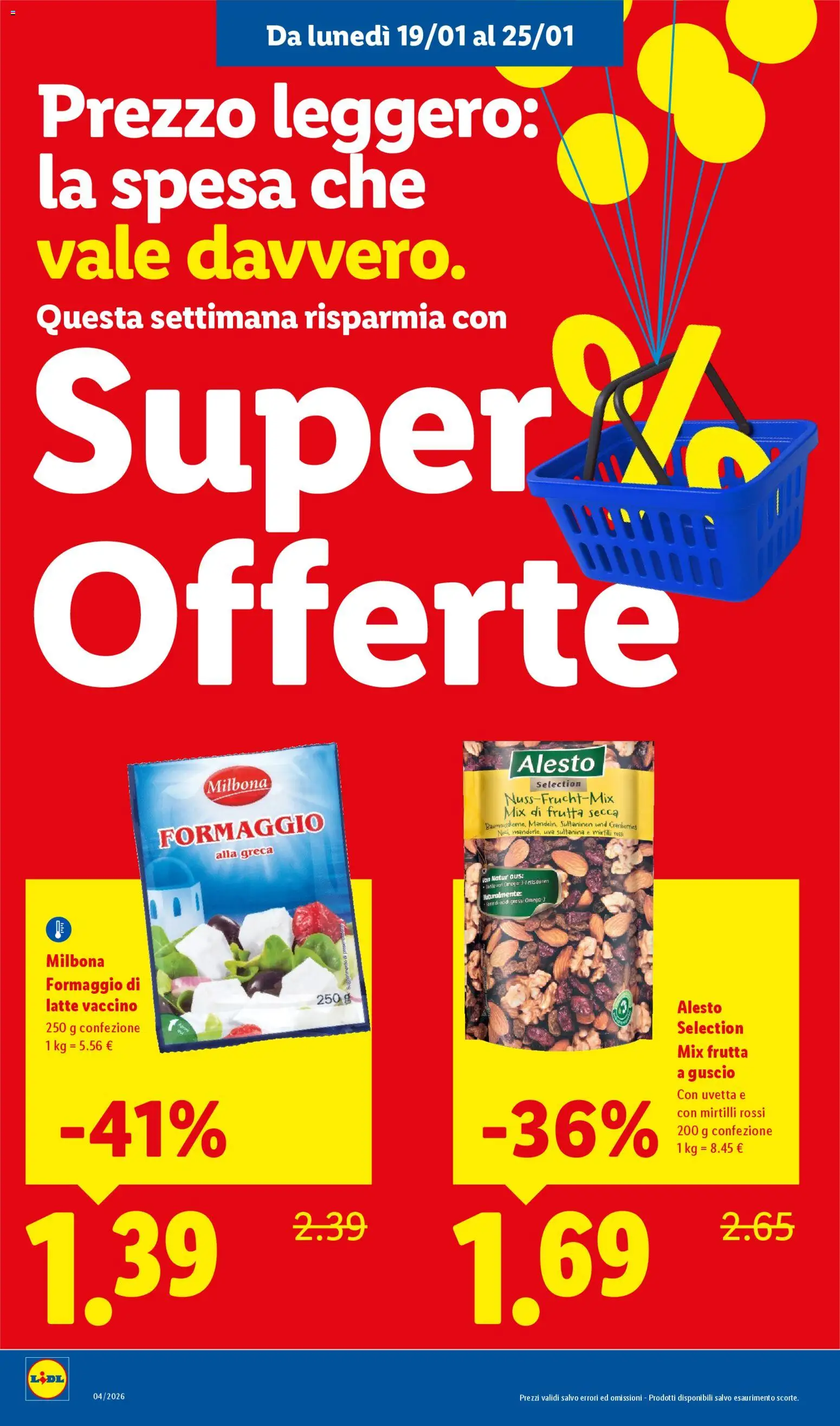 Volantino Lidl del 19.01.2026 | Pagina: 6 | Prodotti: Frutta, Latte, Formaggio, Mirtilli