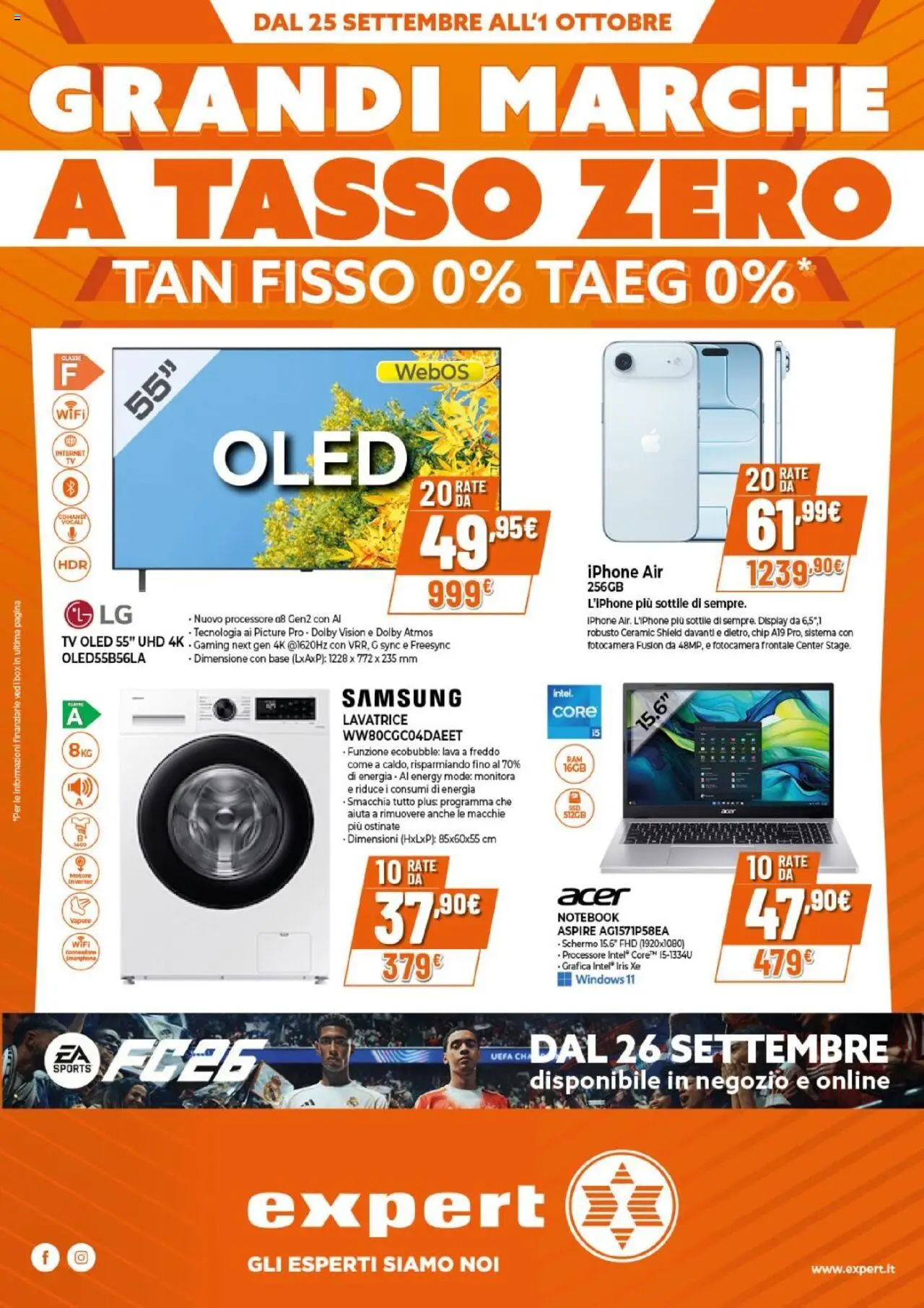 Volantino Expert del 25.09.2025 | Pagina: 1 | Prodotti: Notebook, TV, Fotocamera, Samsung