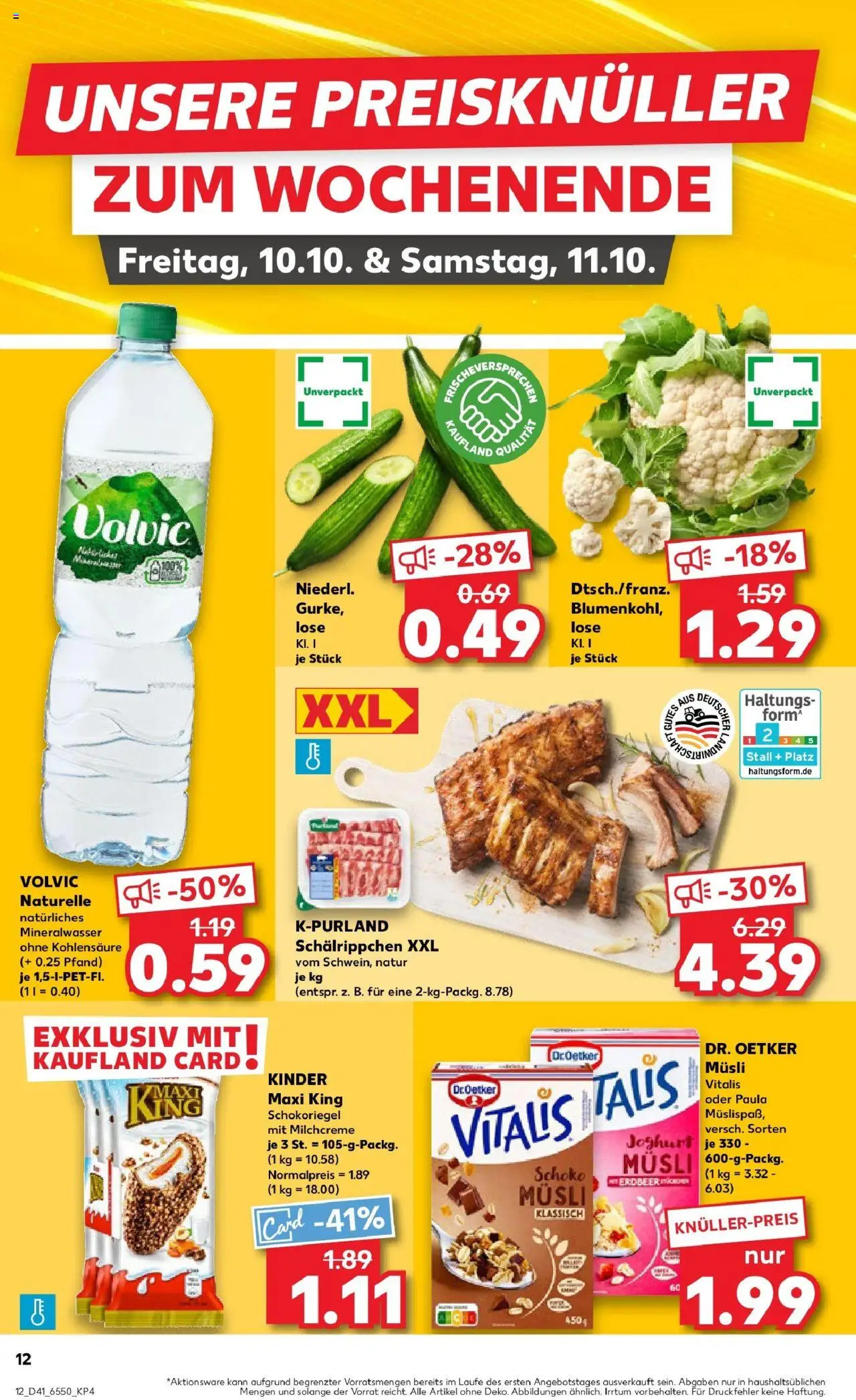 Kaufland prospekt Hamburg	 – gültig ab 09.10.2025 | Seite: 12 | Produkte: Musli, Joghurt, Blumenkohl, Volvic