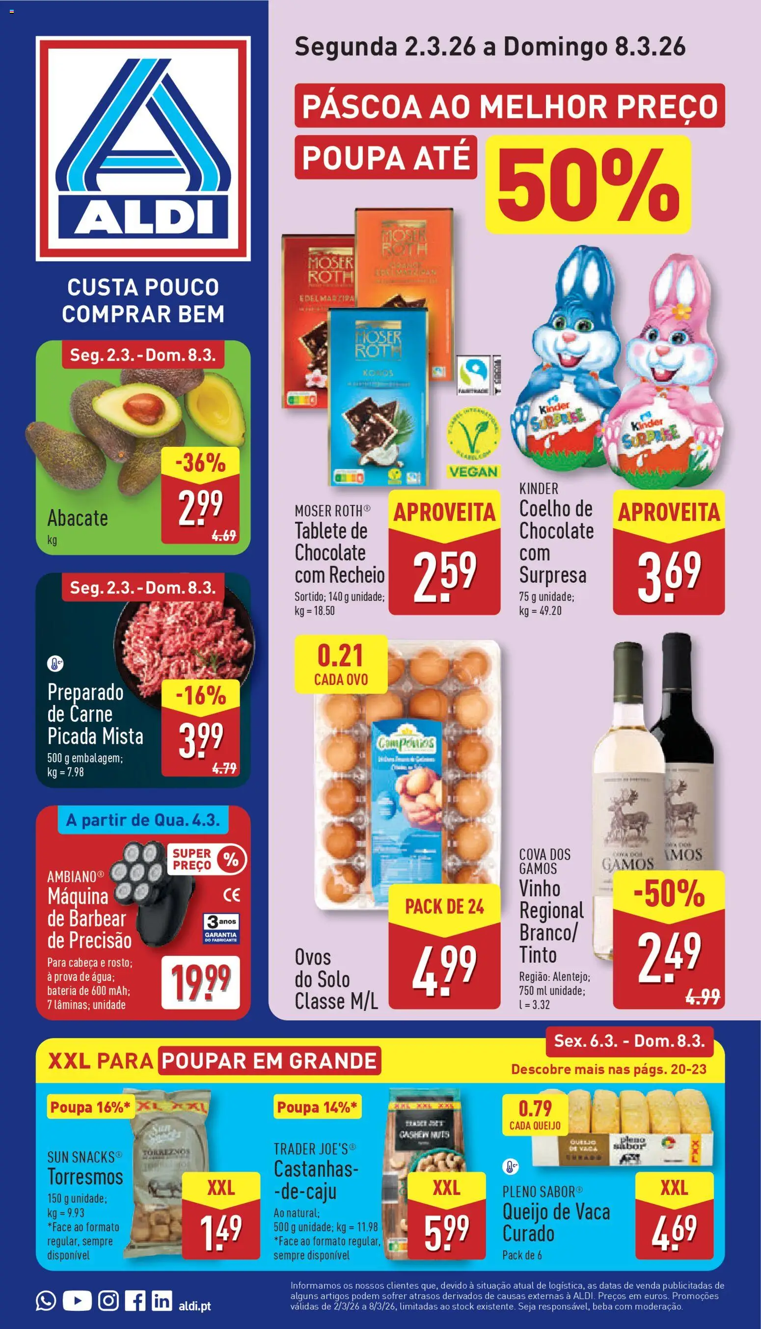 Aldi folheto │ válido de 02.03.2026 | Página: 1 | Produtos: Castanhas, Chocolate, Vinho, Coelho