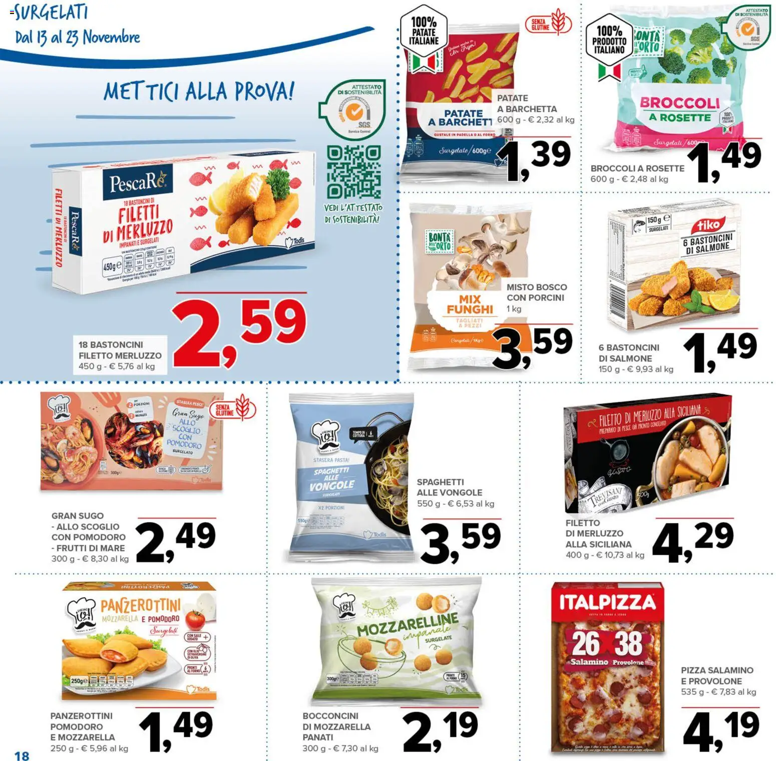 Volantino Todis del 13.11.2025 | Pagina: 18 | Prodotti: Pizza, Frutti di mare, Funghi, Padella