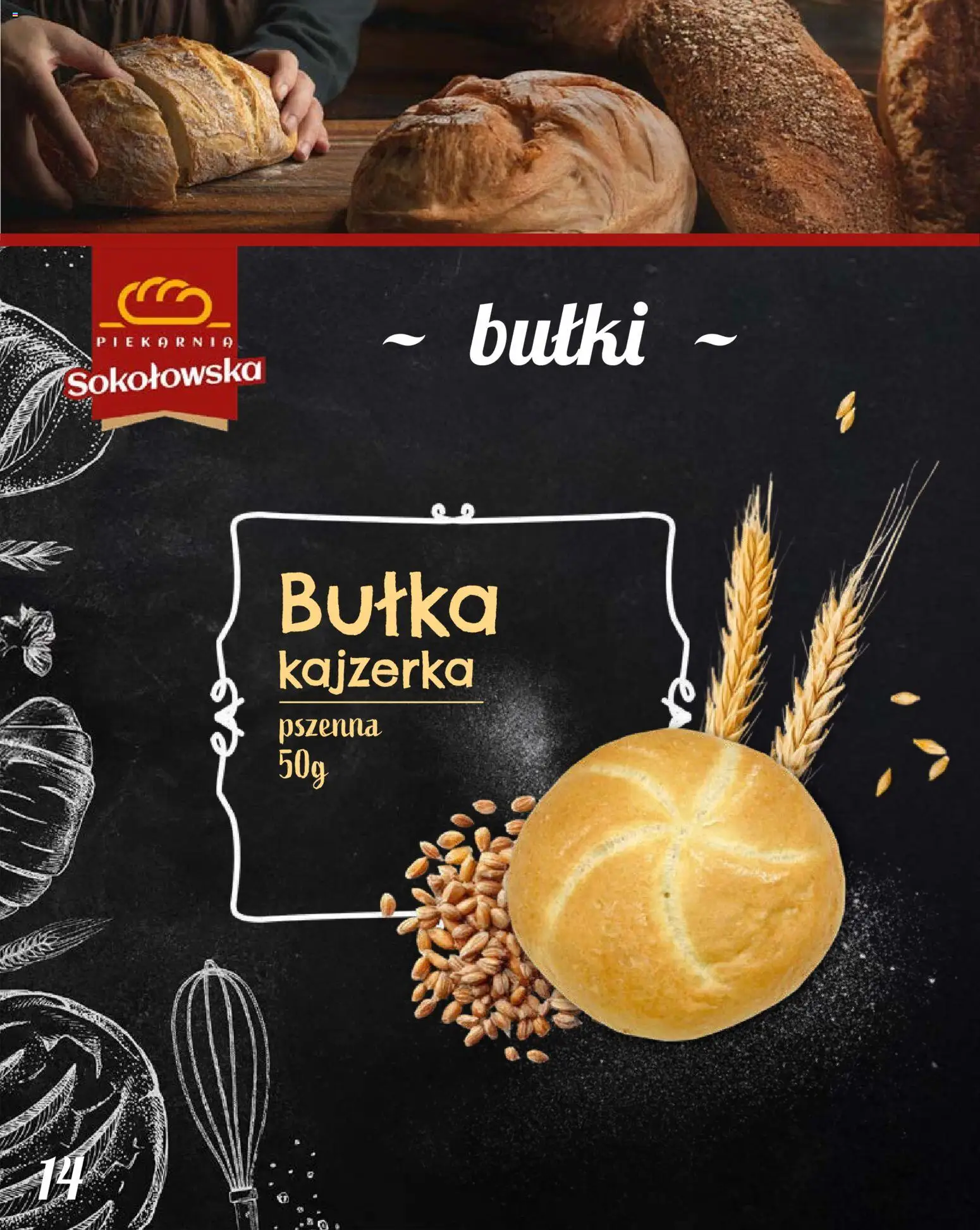 Topaz Gazetka - Piekarnia Sokołowska od 01.02.2026 | Strona: 14 | Produkty: Piekarnia, Bułka